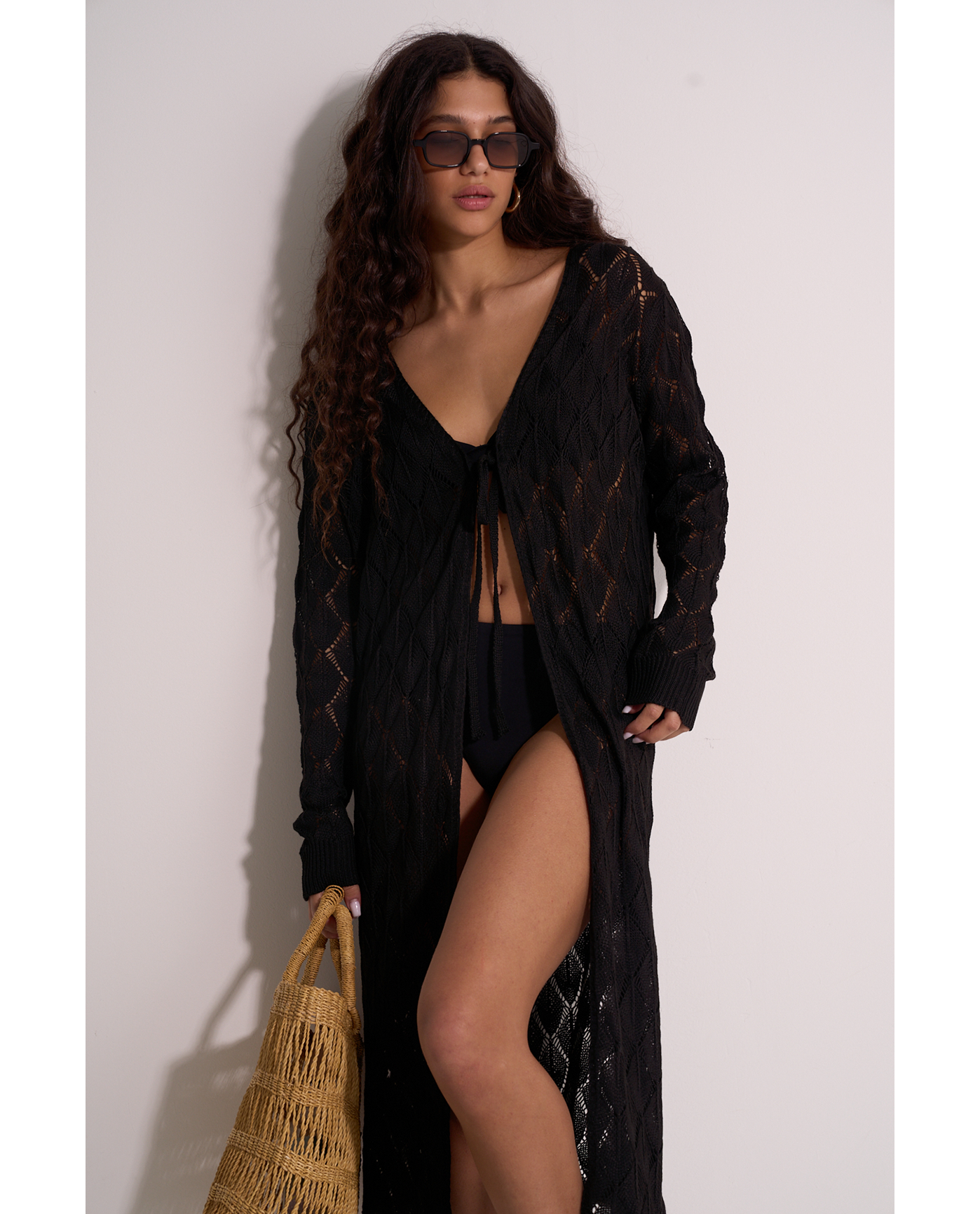 Santorini Crocheted Midi Cover-Up - Black
