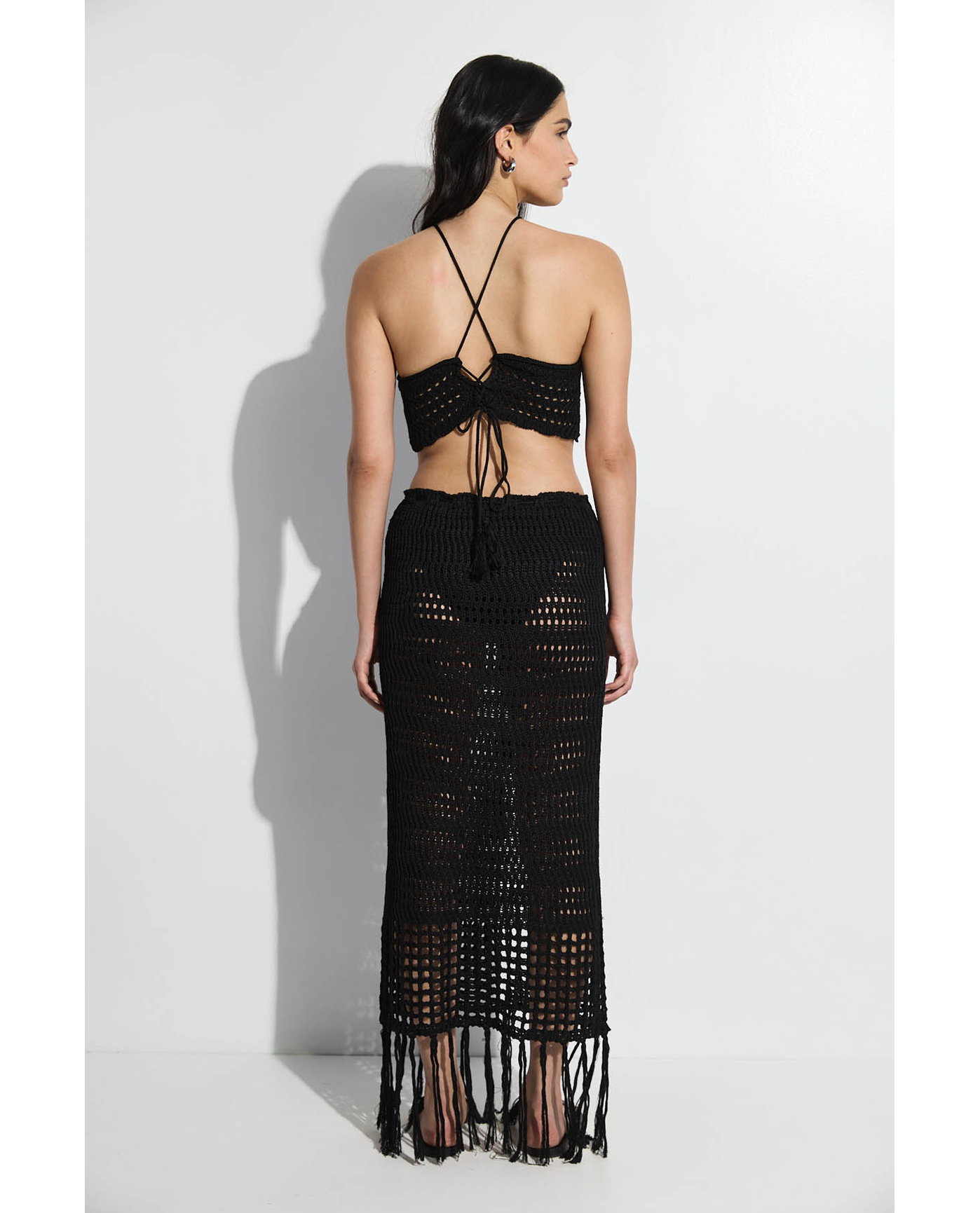 Crochet Fringe Skirt and Crop Top Set
