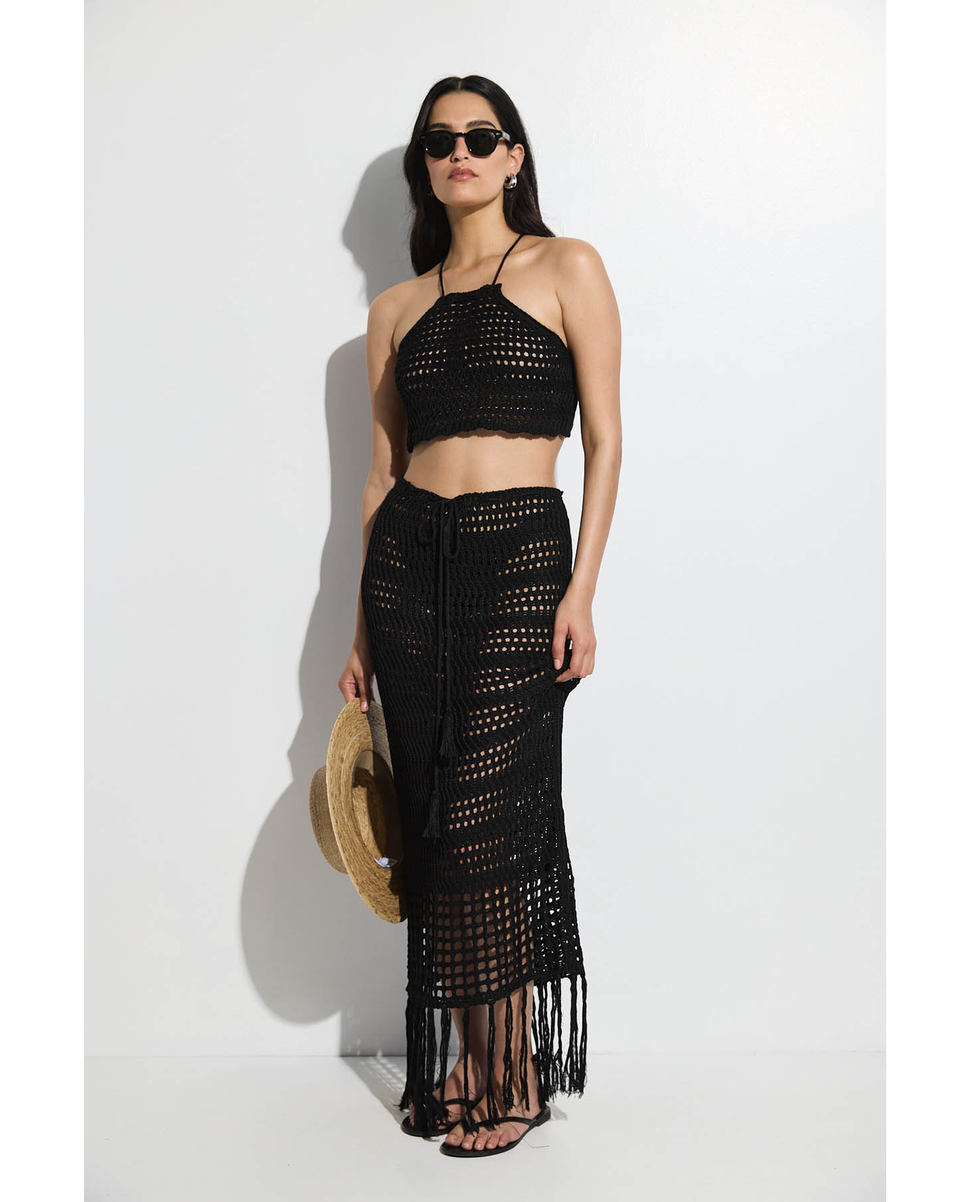 Crochet Fringe Skirt and Crop Top Set