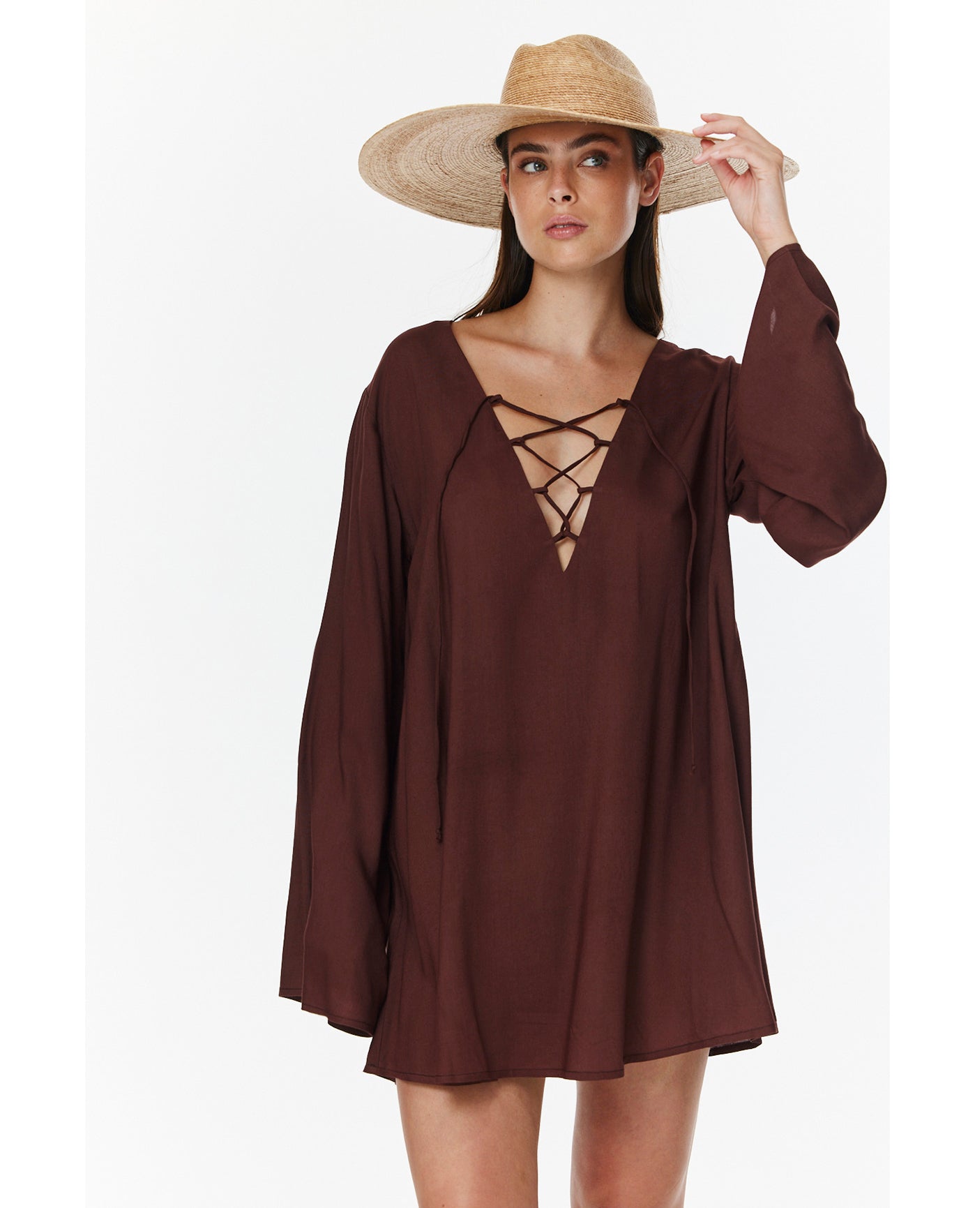 Mist & Sand Mini Dress Cover-Up | Dark-Brown