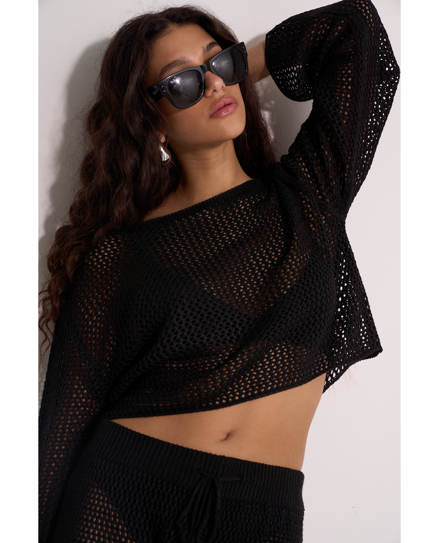 Anna Two Crochet Long Sleeve Beach Top
