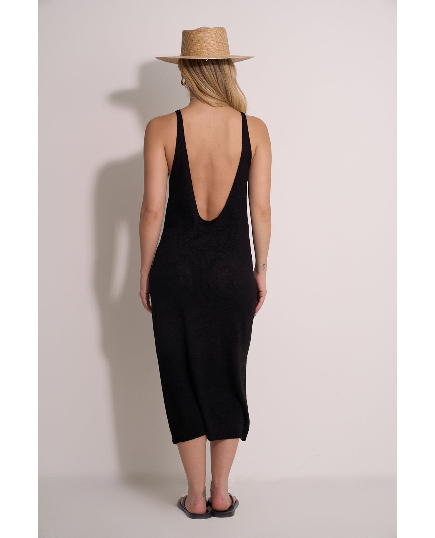 Naama Scoop Neck Crochet Dress Cover-Up-Black
