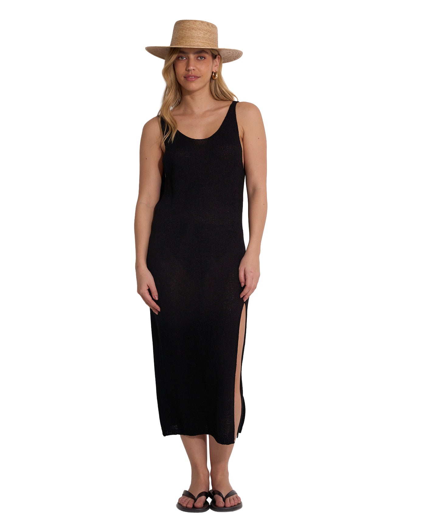 Naama Scoop Neck Crochet Dress Cover-Up-Black