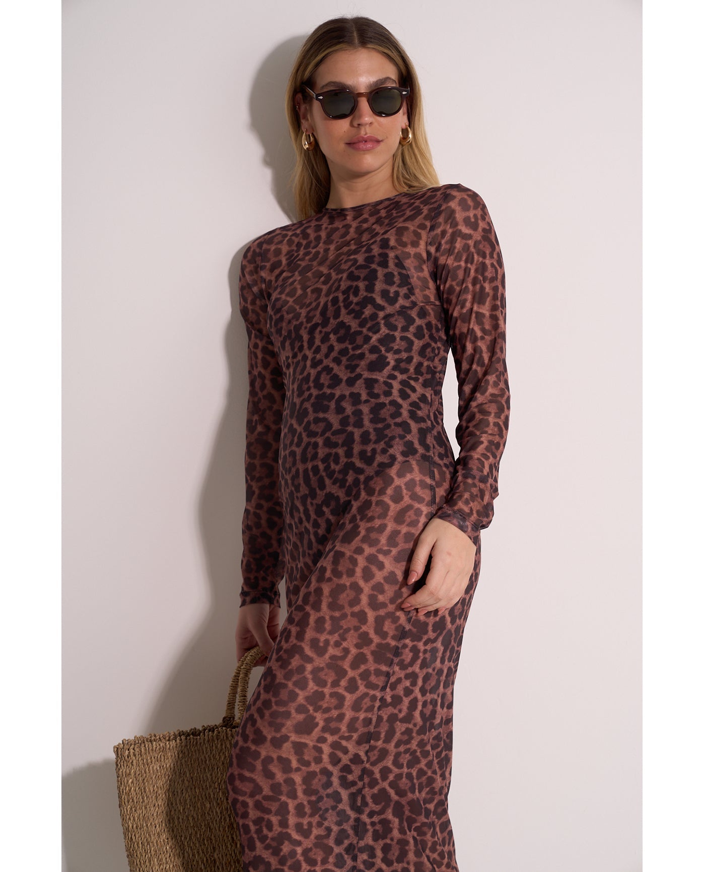 Wild Mesh Long Sleeve Dress Cover-Up | Leopard