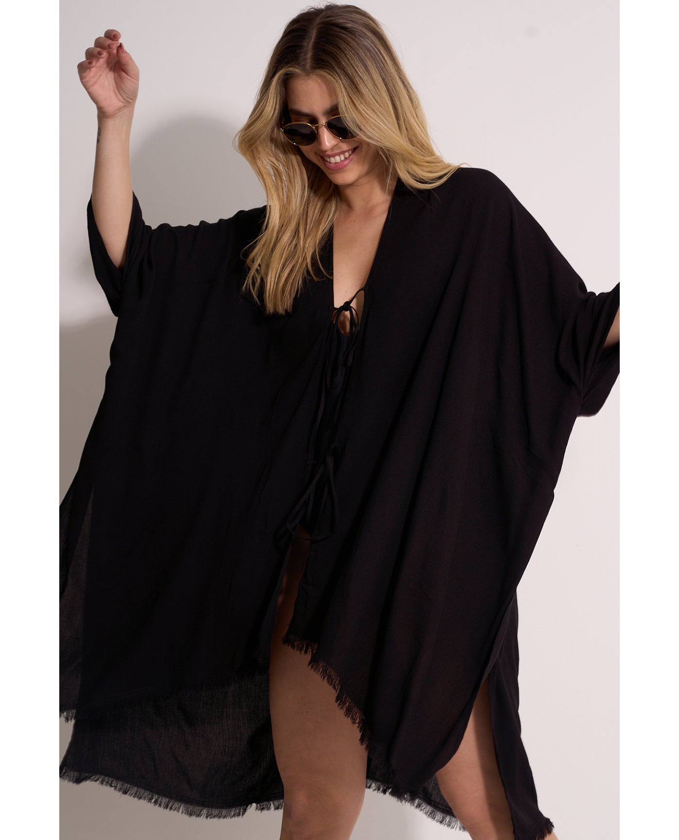 Solena Open Tie Top Cover-Up | Black
