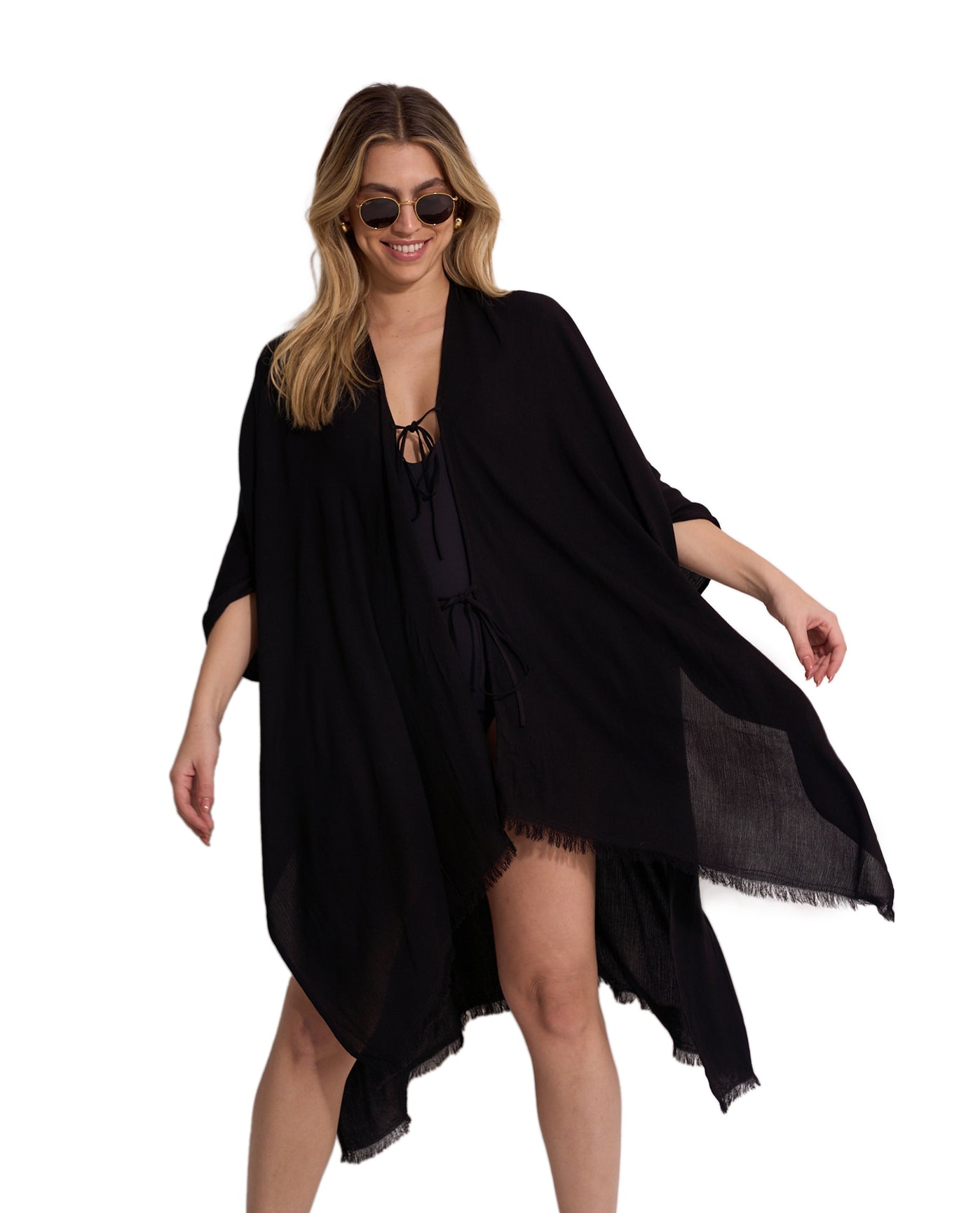 Solena Open Tie Top Cover-Up | Black