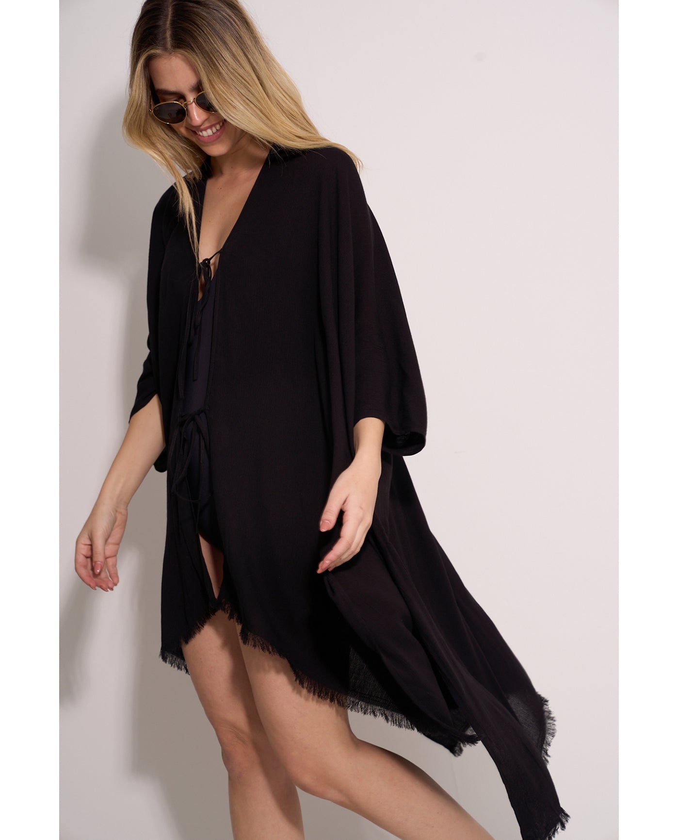Solena Open Tie Top Cover-Up | Black
