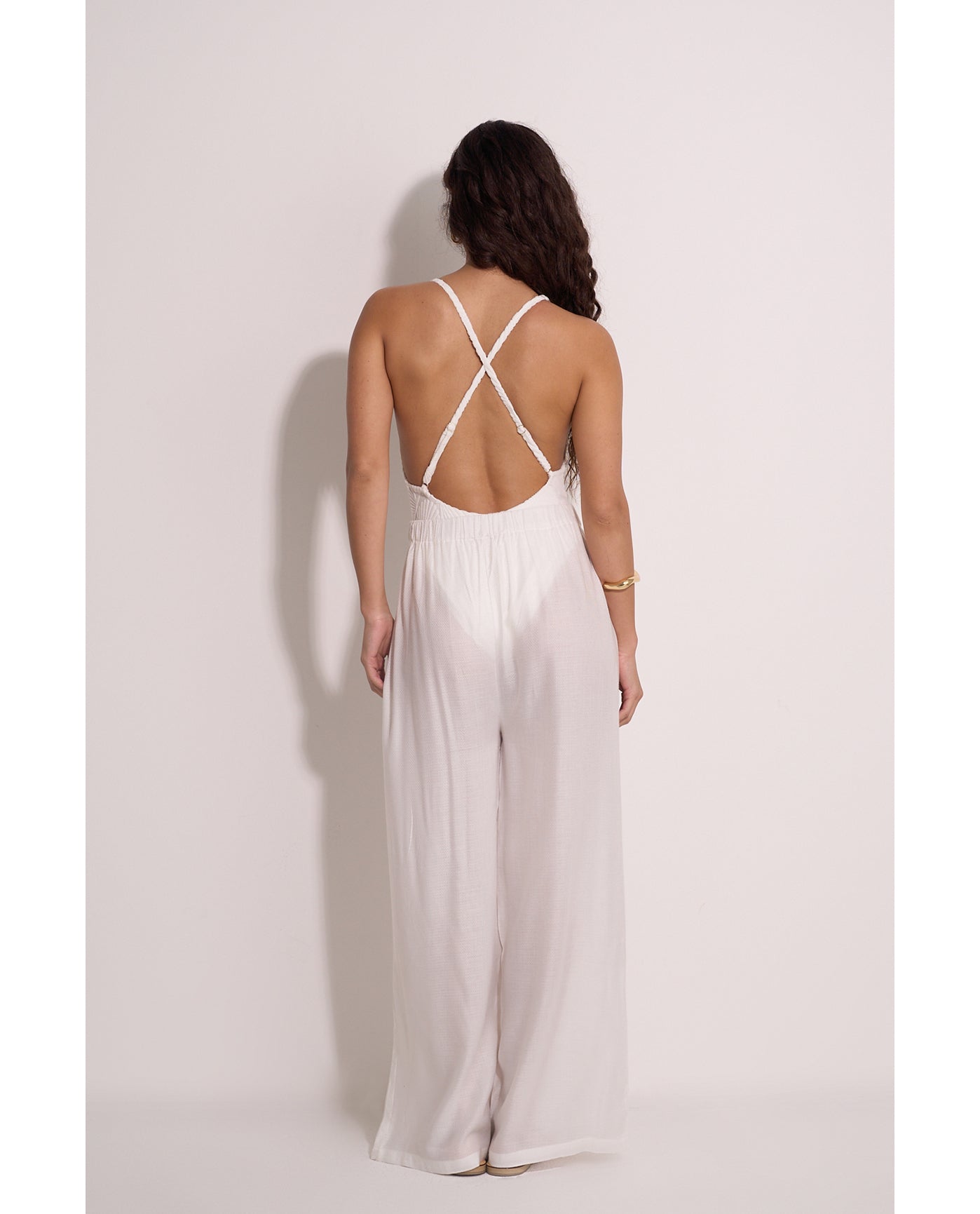Satin Shore High Waist Beach Pant Cover-Up | White