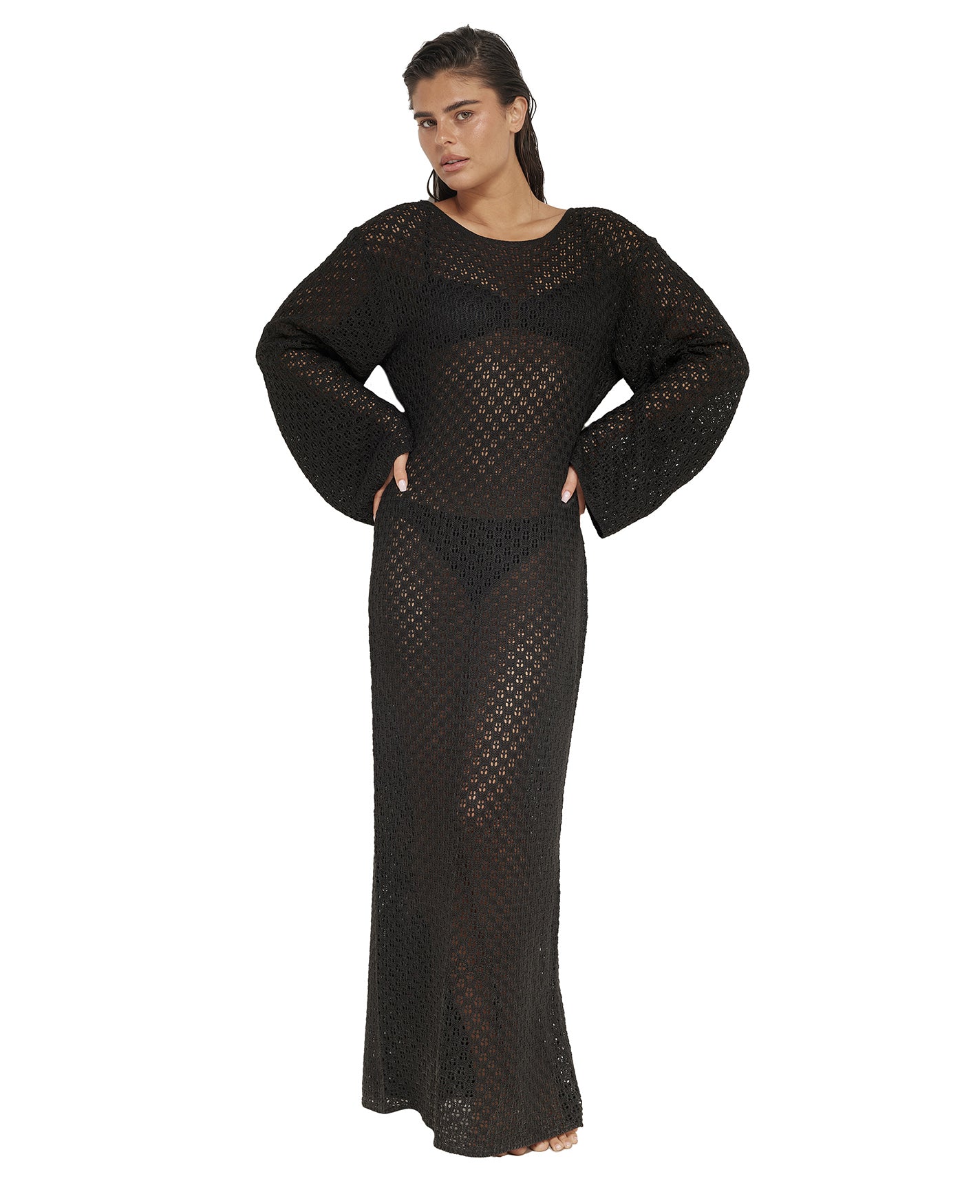 Elle Crochet Dress Cover-Up-Black
