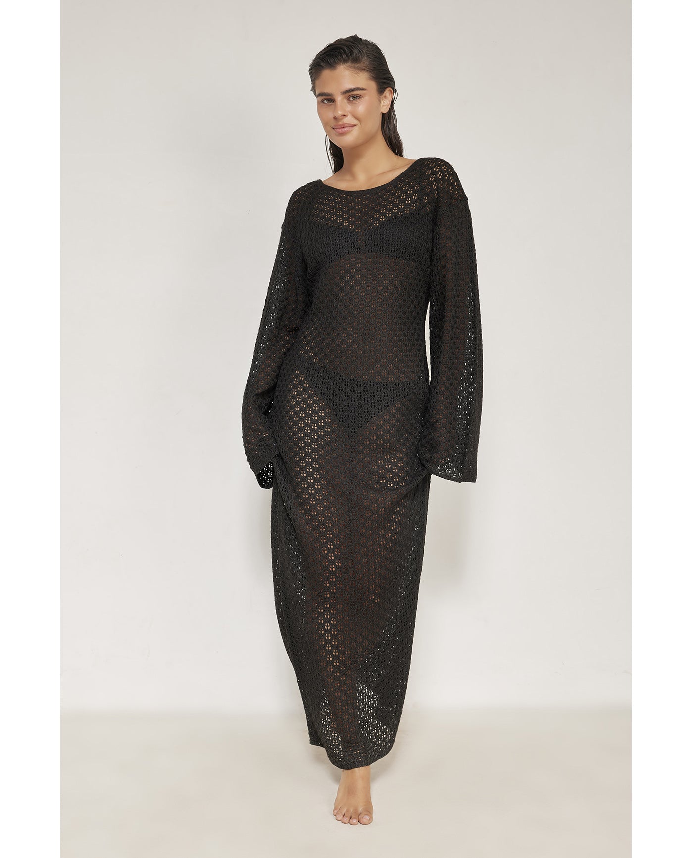 Elle Crochet Dress Cover-Up-Black