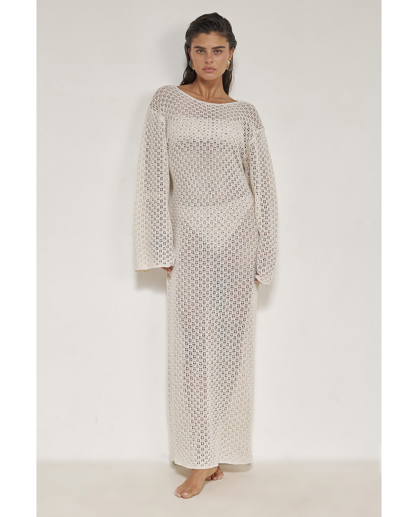 Elle Crochet Dress Cover-Up-Beige