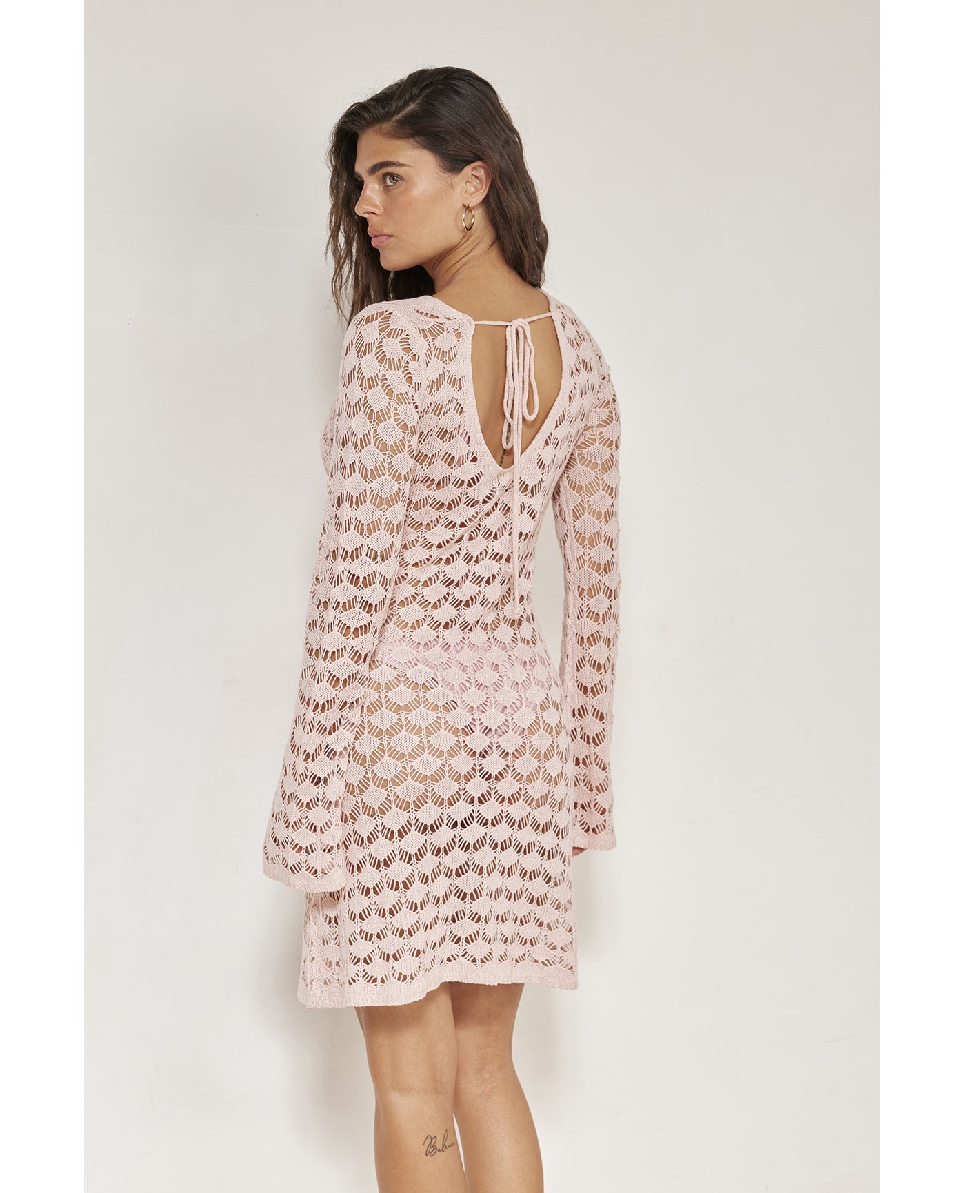 Rama Crochet Mini Dress Cover-Up-Dusk pink