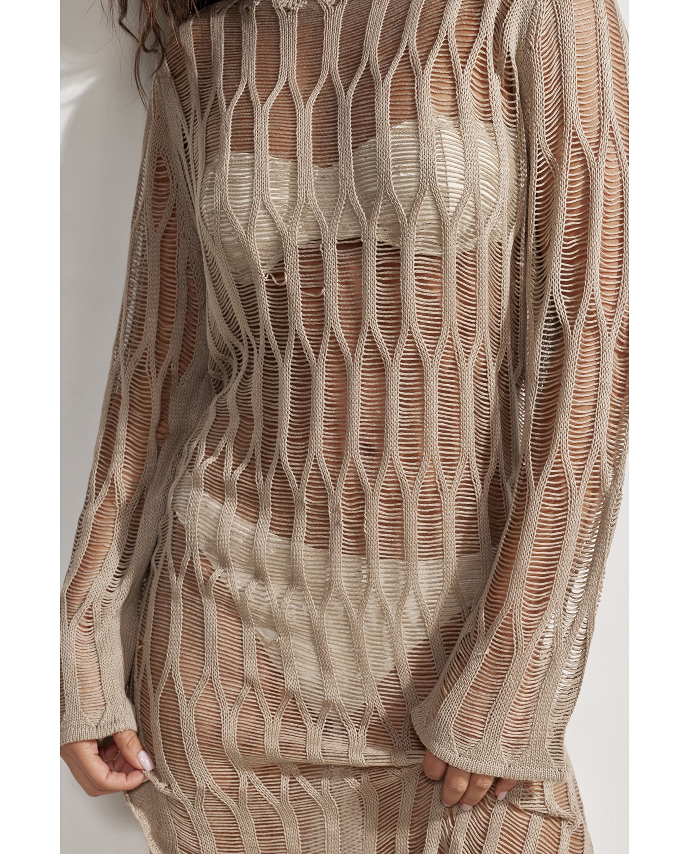 Estelle Crochet Beach Dress Cover-Up-Mocha