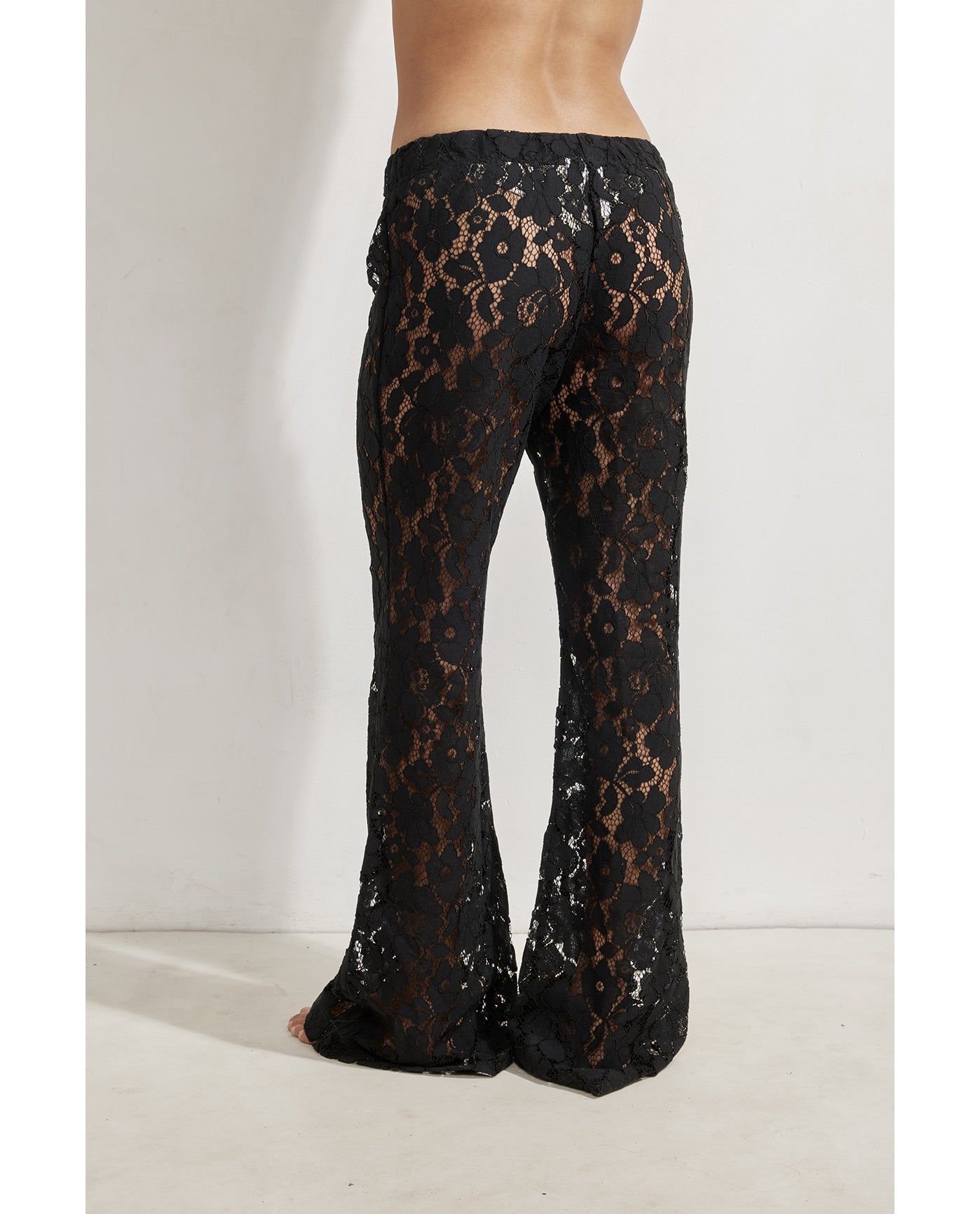 Saint Tropez Floral Lace Cover-Up Pants-Black