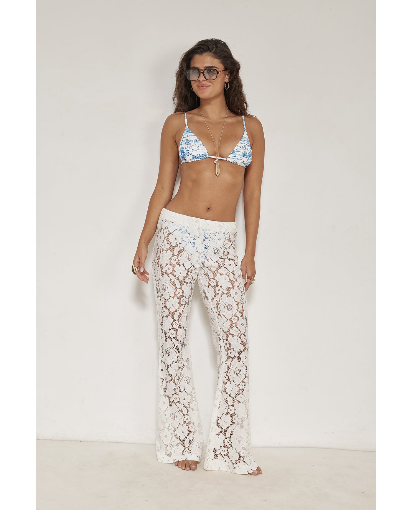 Saint Tropez Floral Lace Cover-Up Pants-White