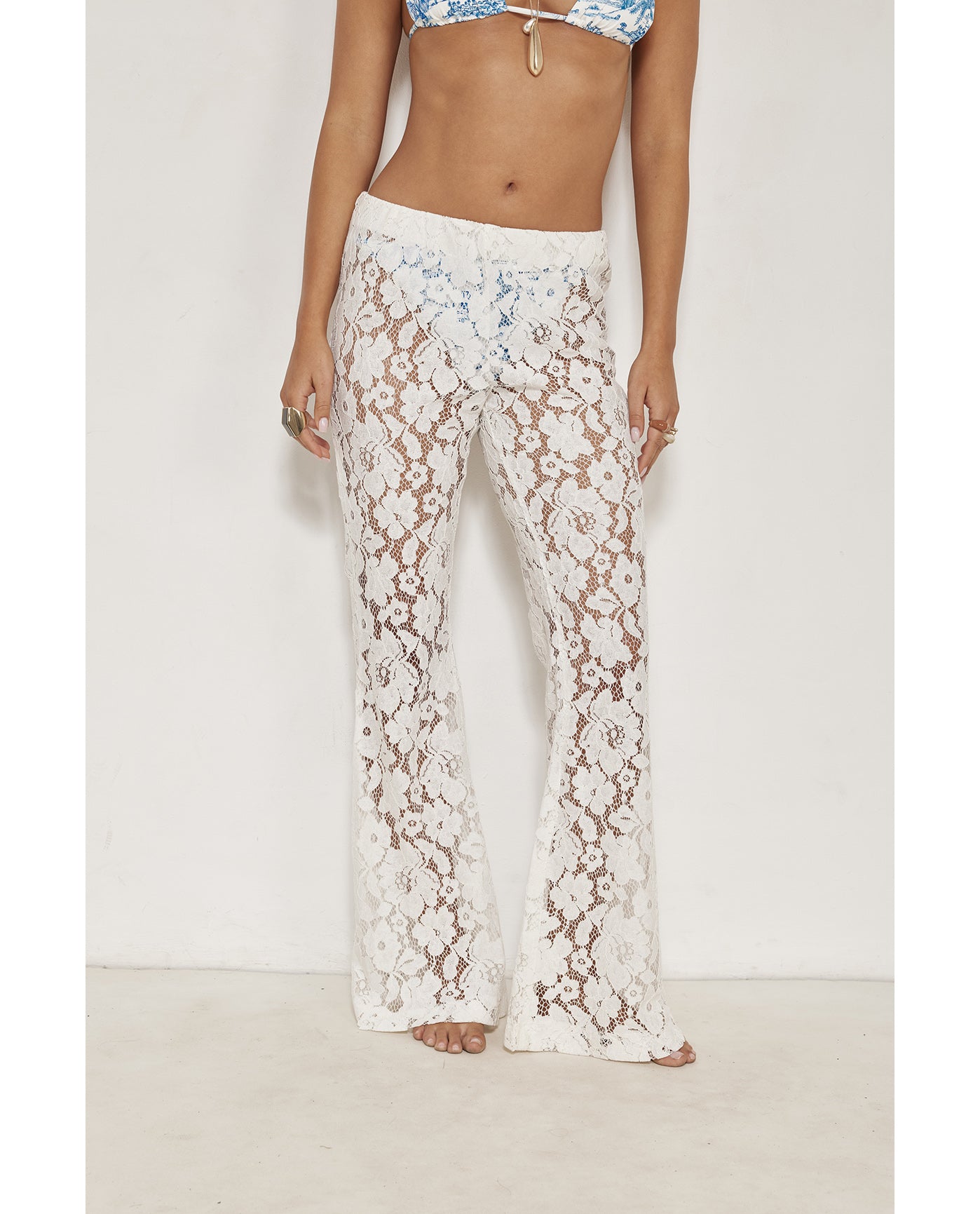 Saint Tropez Floral Lace Cover-Up Pants-White