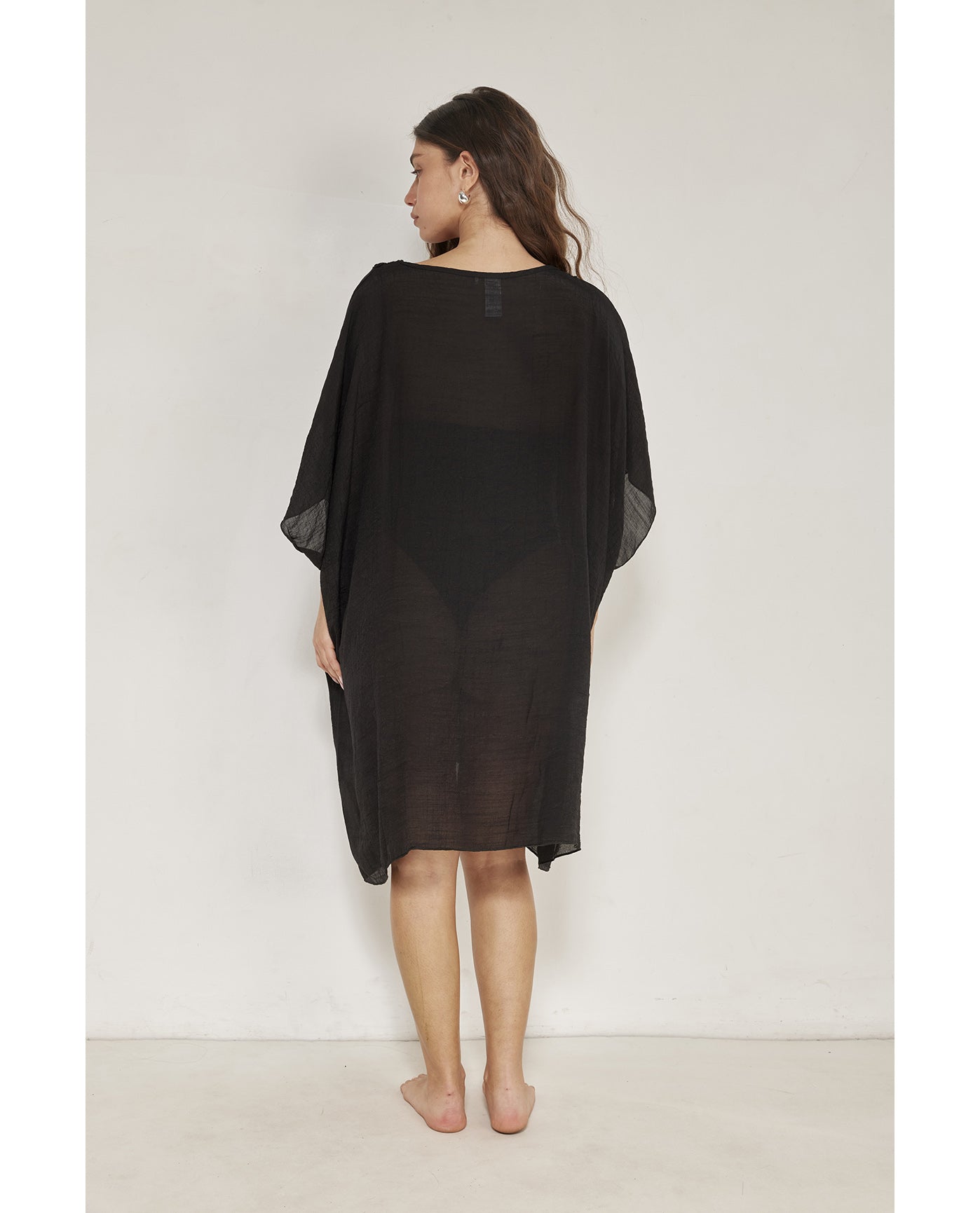 Corfu Short Kaftan Cover-Up-Black