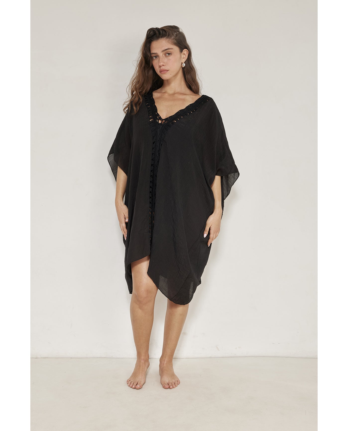 Corfu Short Kaftan Cover-Up-Black