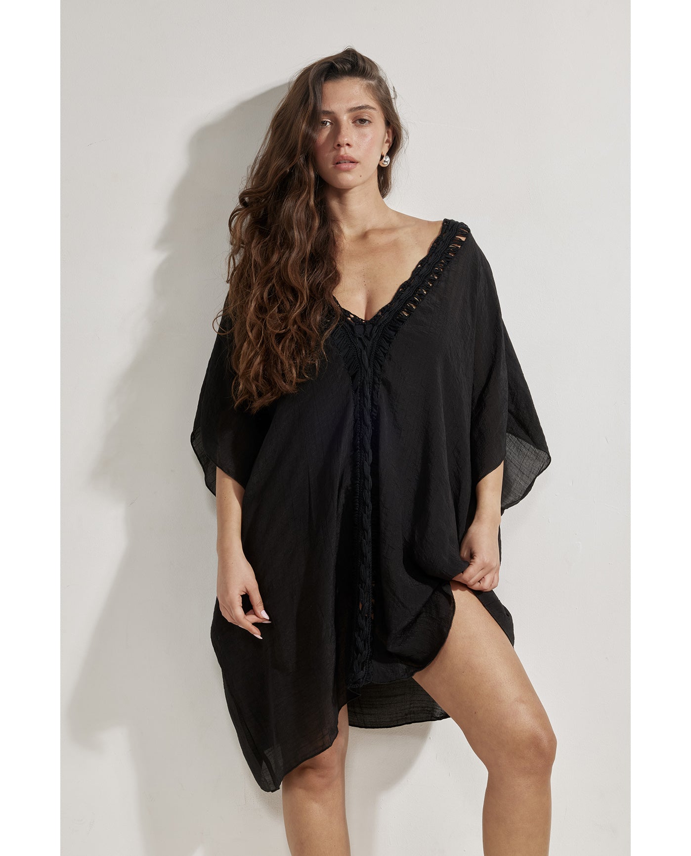 Corfu Short Kaftan Cover-Up-Black