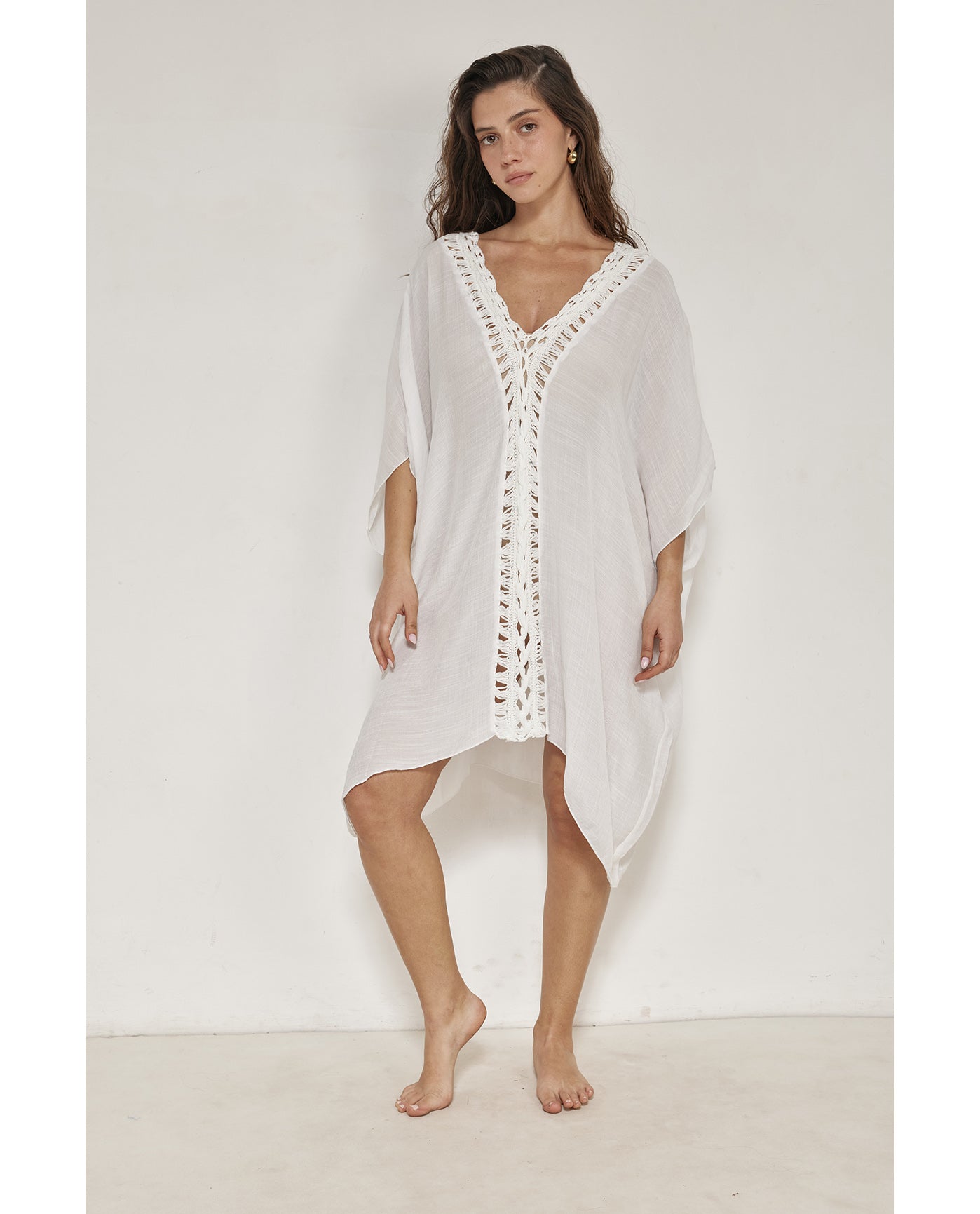Corfu Short Kaftan Cover-Up-White