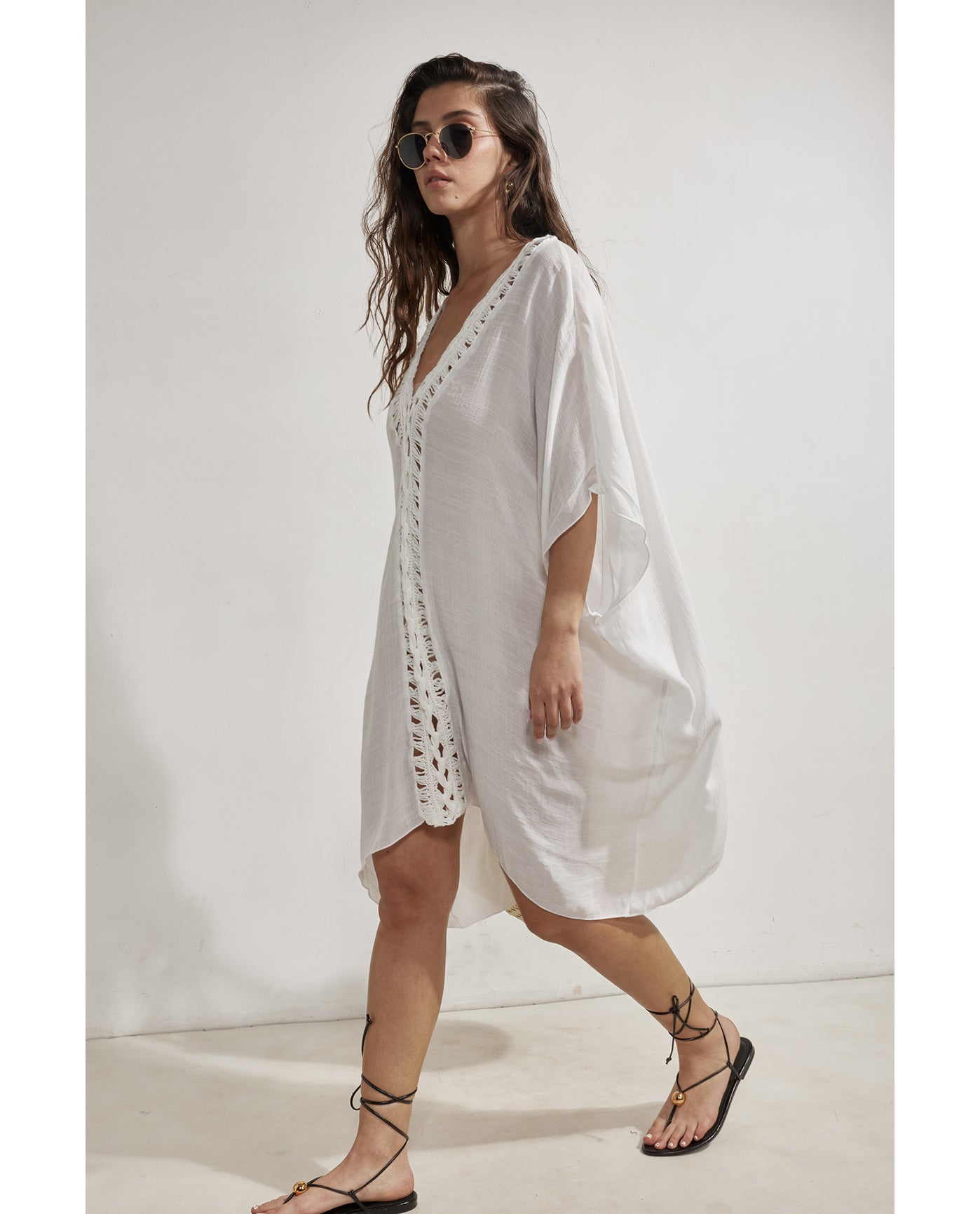 Corfu Short Kaftan Cover-Up-White