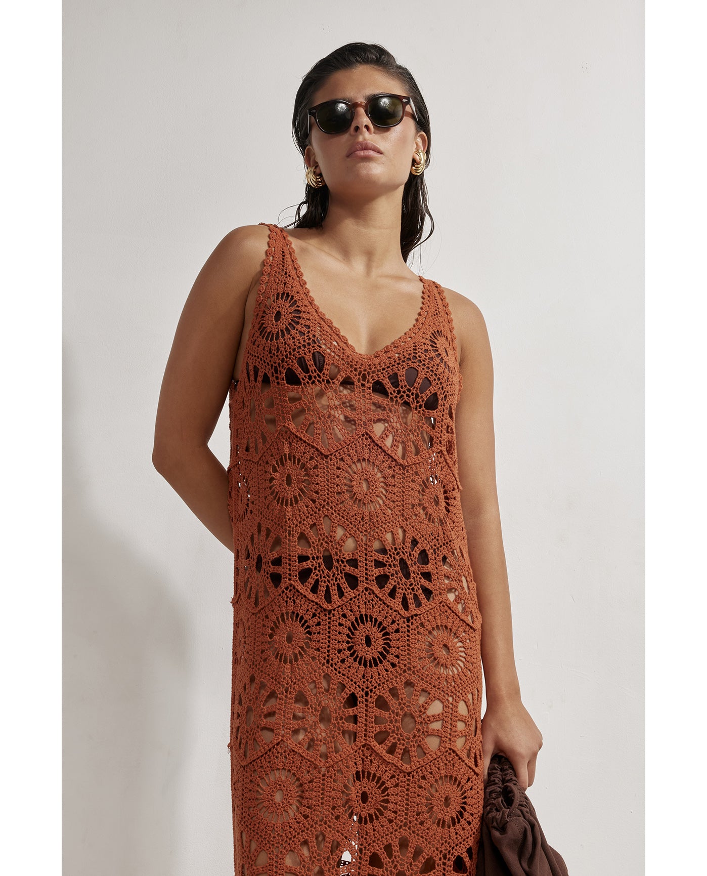 Charlie Lace Scoop Neck Maxi Dress Cover-Up-Terracota