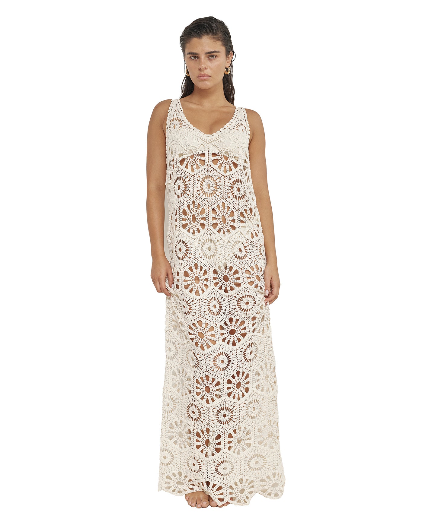 Charlie Lace Scoop Neck Maxi Dress Cover-Up-Beige