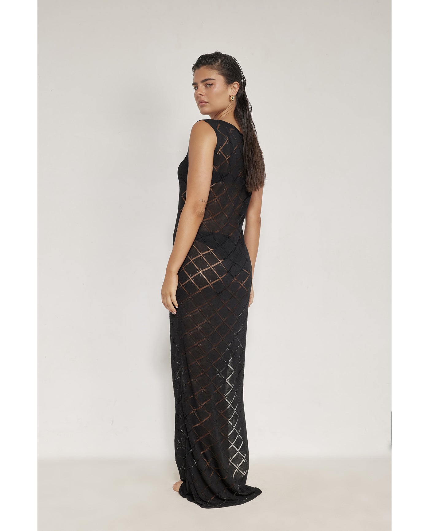 Miss Crochet Maxi Dress Cover-Up-Black
