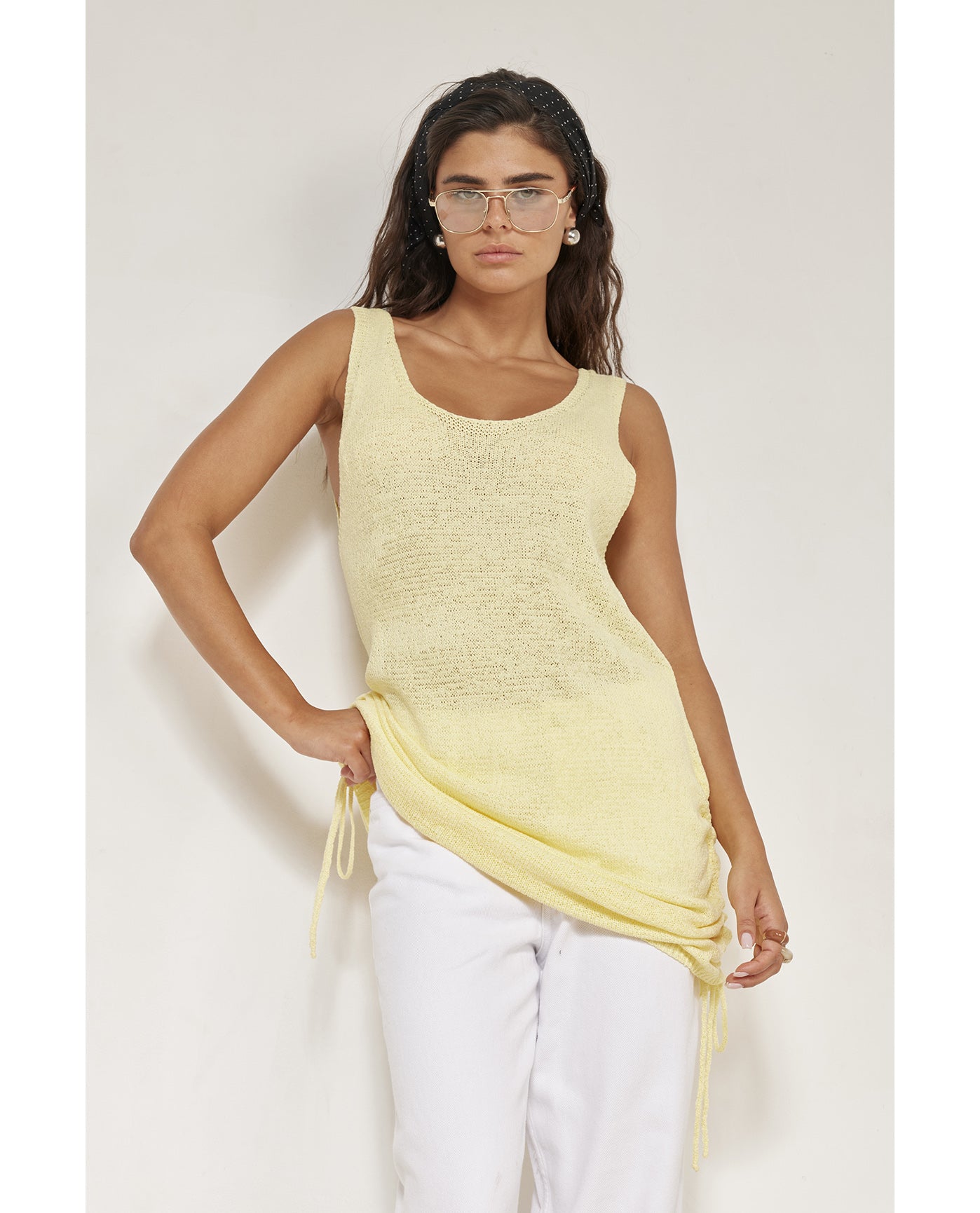 Orchid Sleeveless Crochet Dress Cover-Up-L. yellow