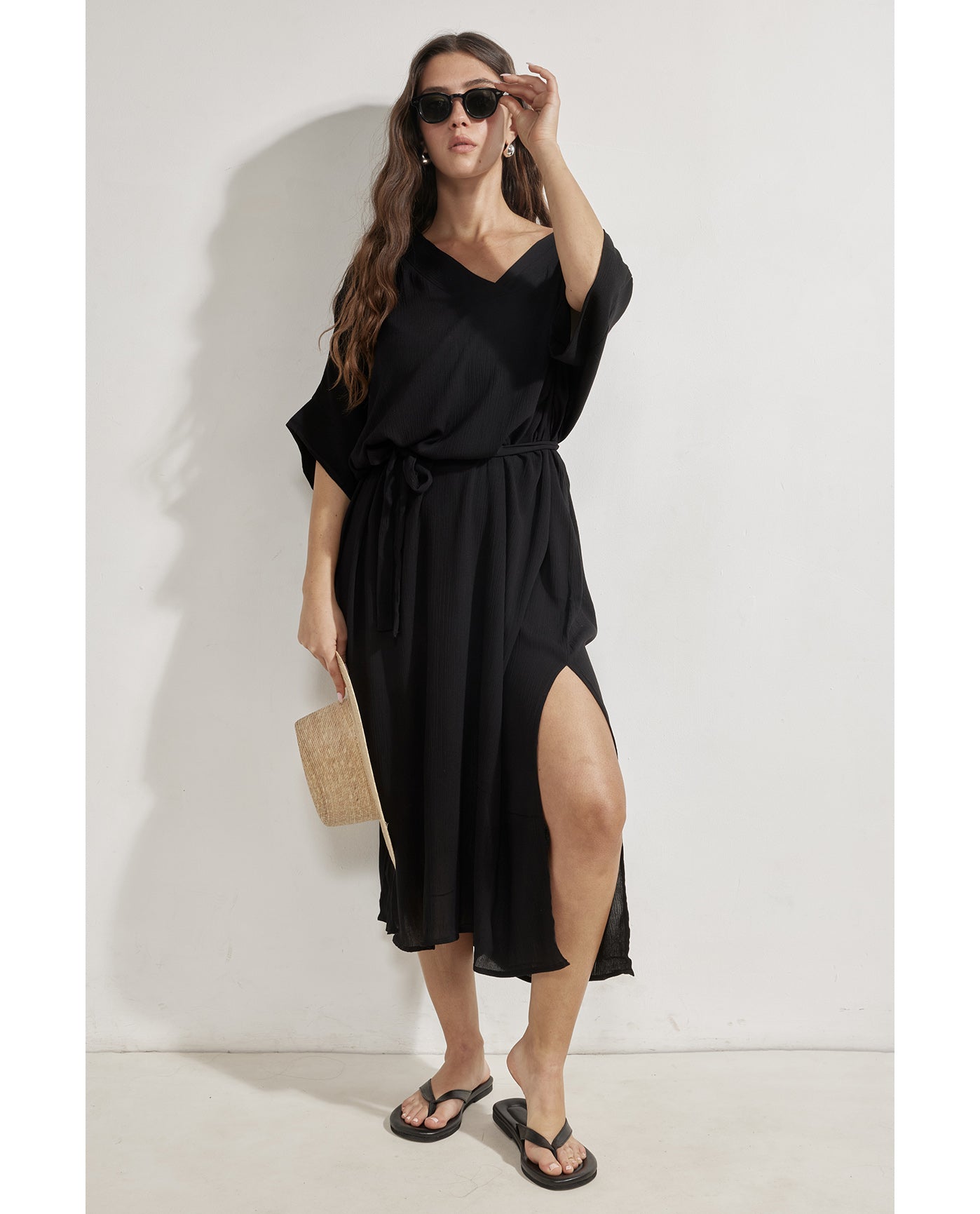 Perfect V-Neck Tunic Cover-Up-Black