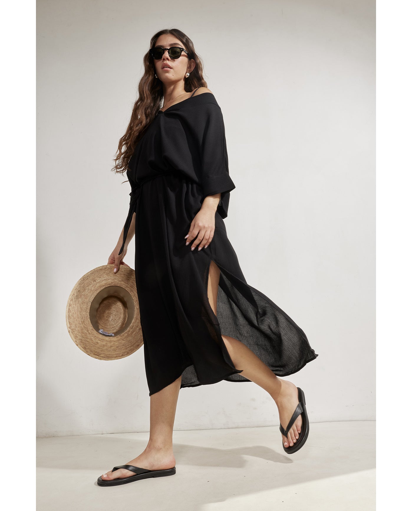 Perfect V-Neck Tunic Cover-Up-Black