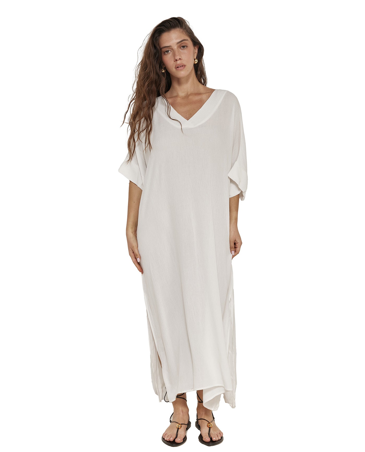 Perfect V-Neck Tunic Cover-Up-White Gottex Beach Life Perfect V-Neck Tunic Cover-Up-White Gottex Beach Life