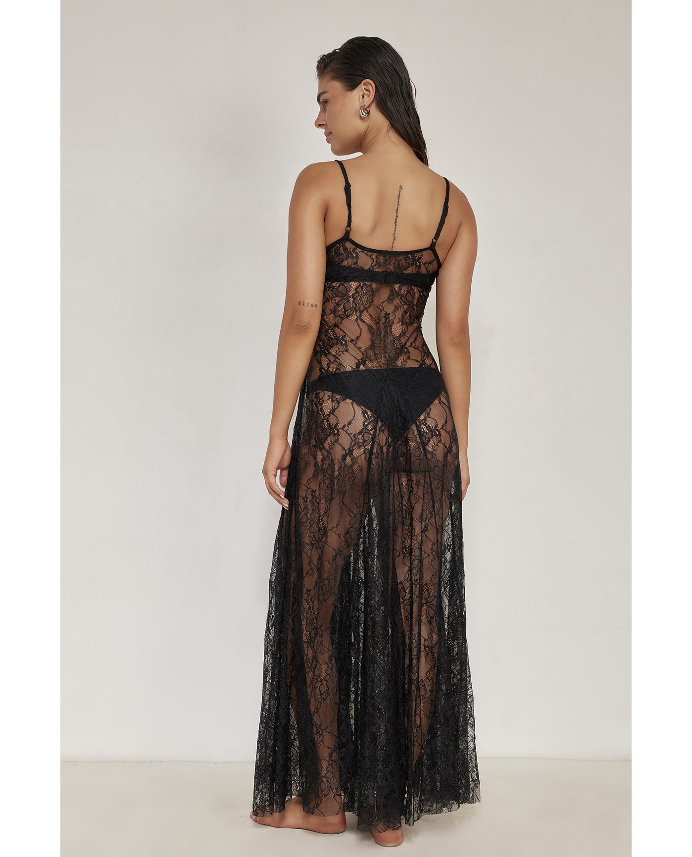 Lady Lace V-Neck Dress -Black