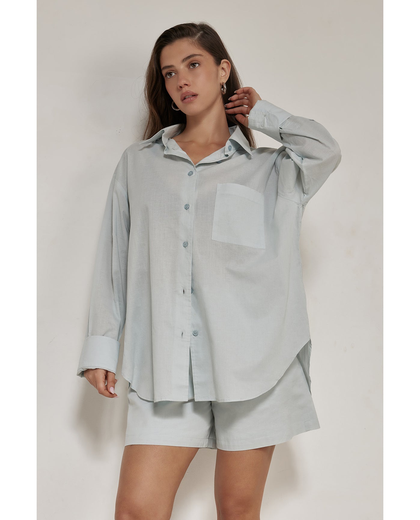 Harper Button Down Top -Light blue