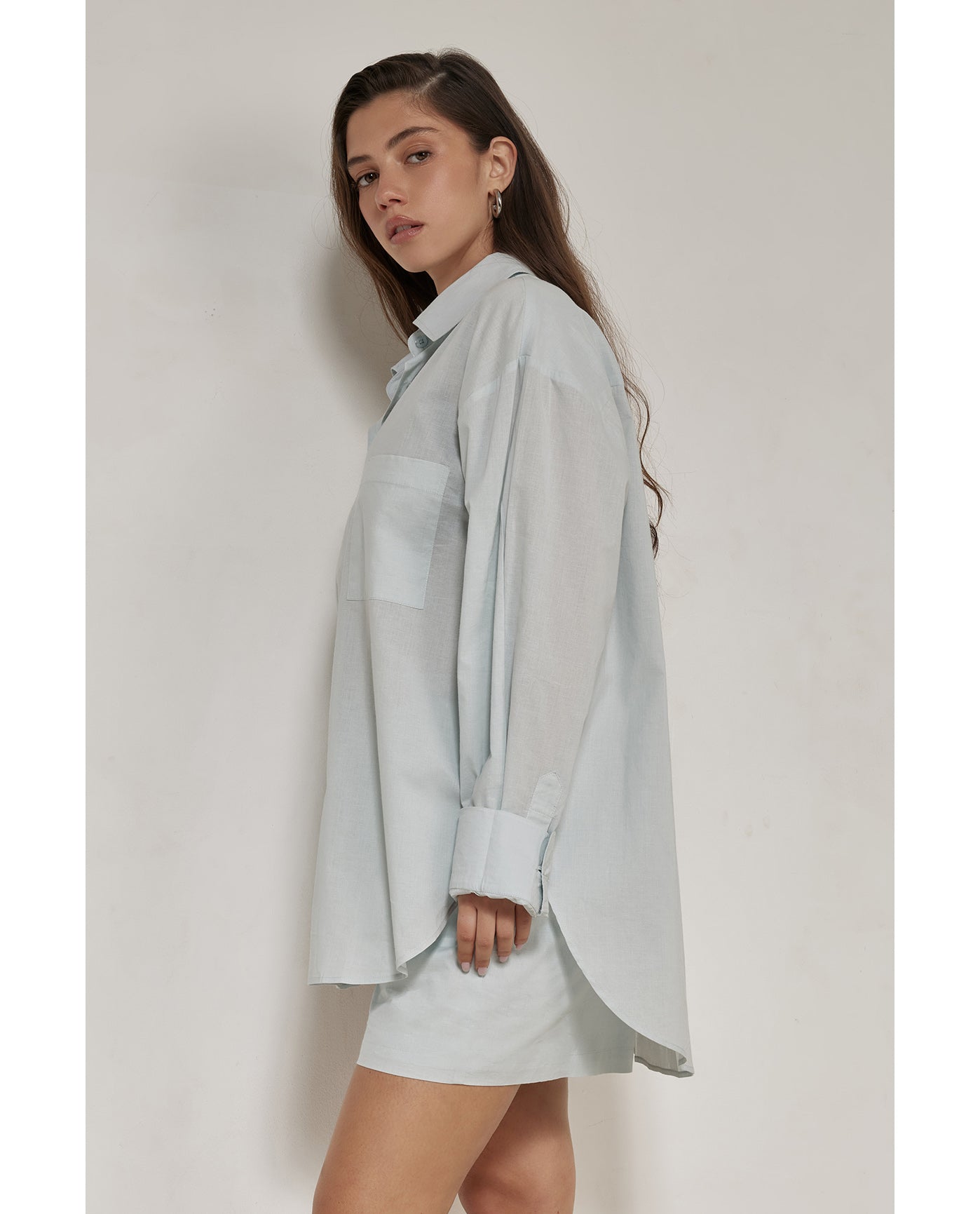 Harper Button Down Top -Light blue