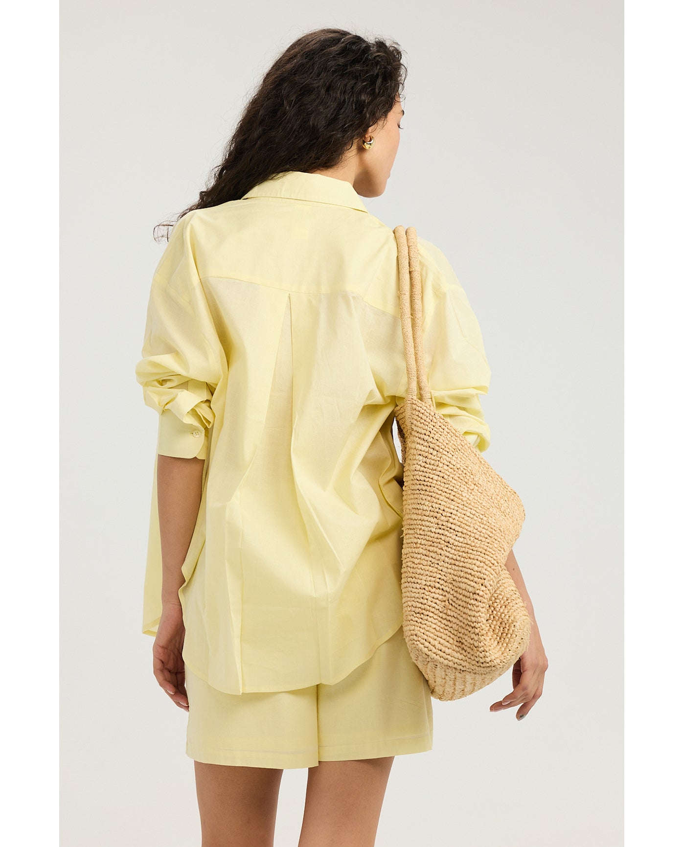 Harper Oversized Button Down Top -Yellow