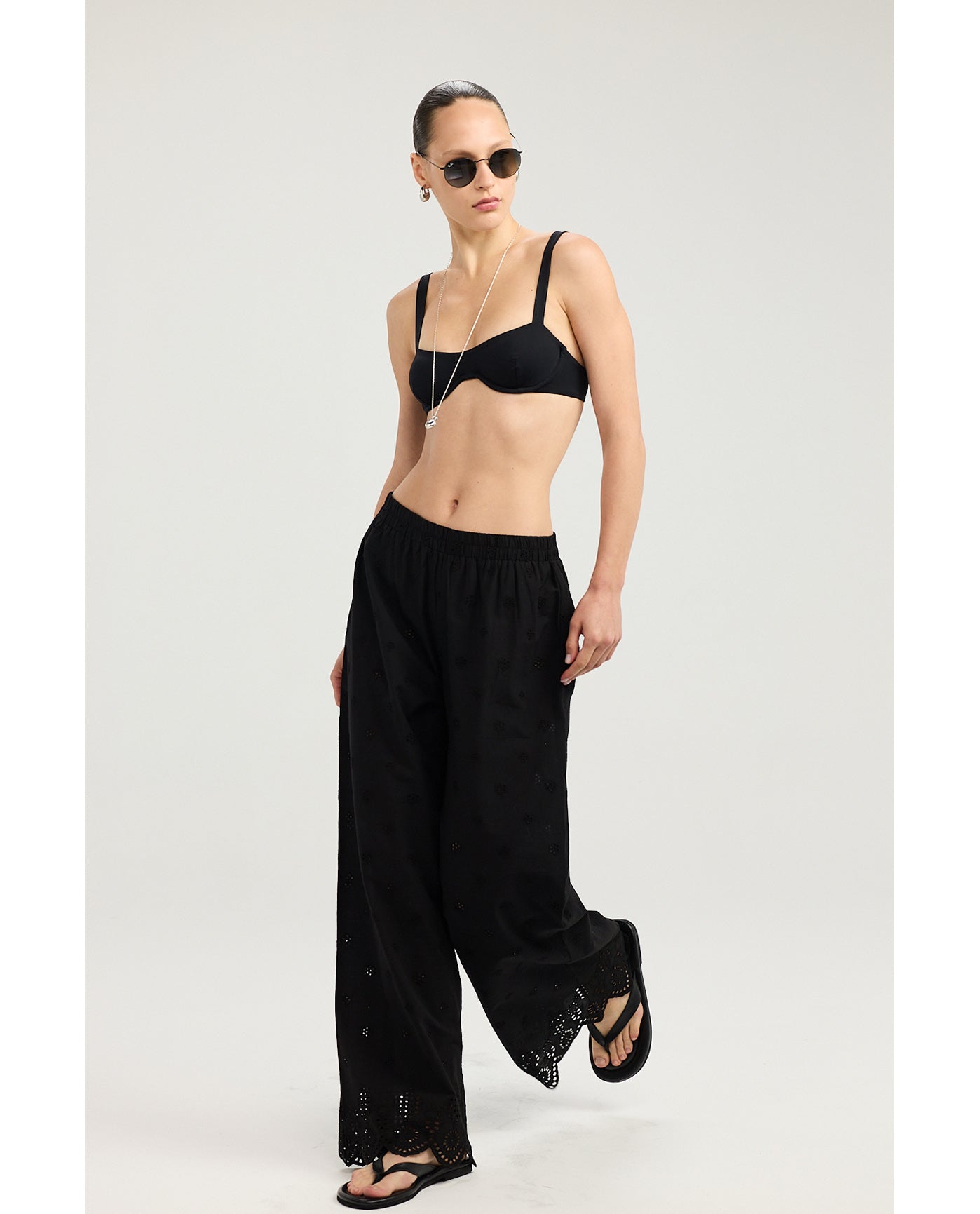 Giselle Guipure Lace Pant -Black