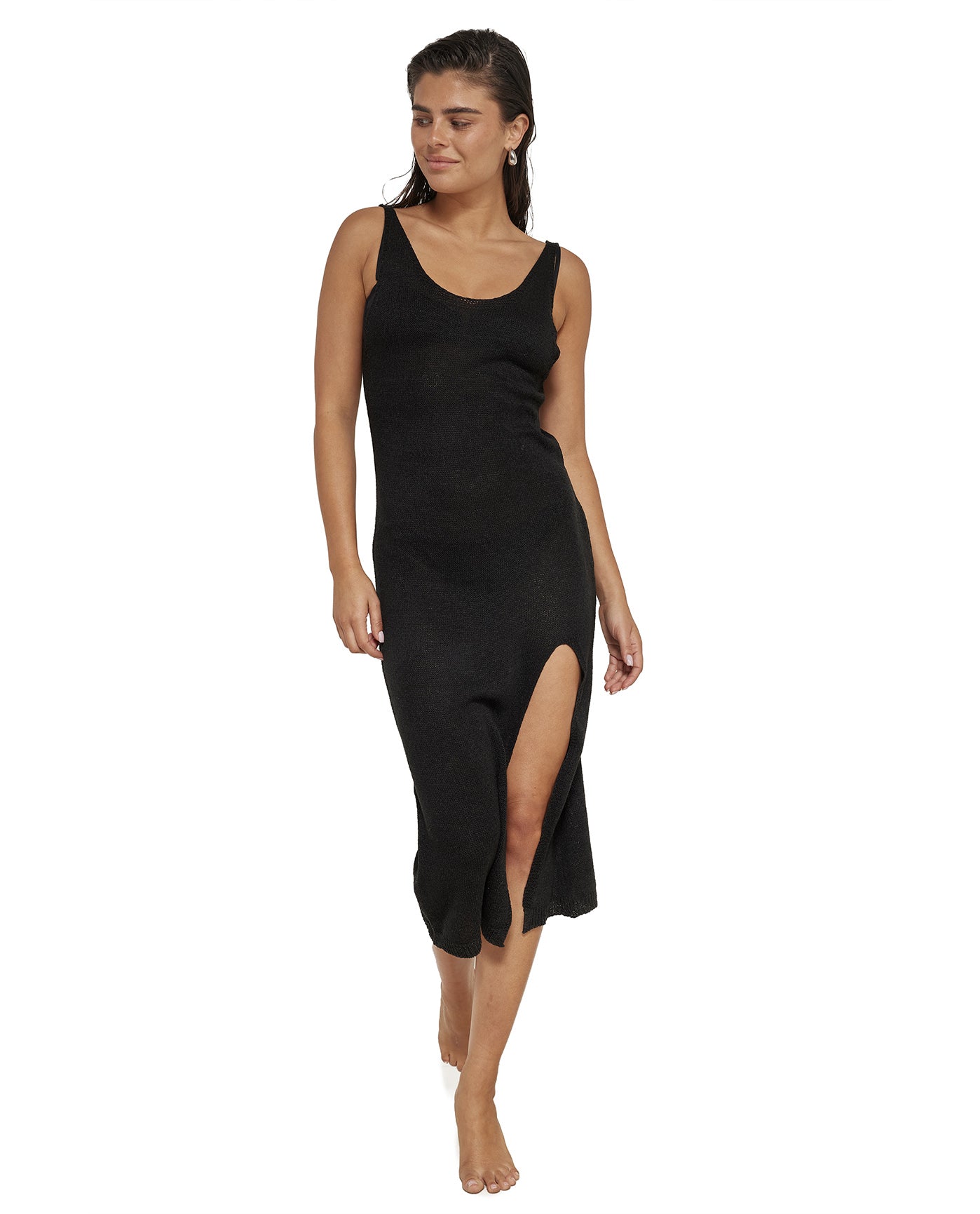 Naama Sleeveless Crochet Dress Cover-Up-Black