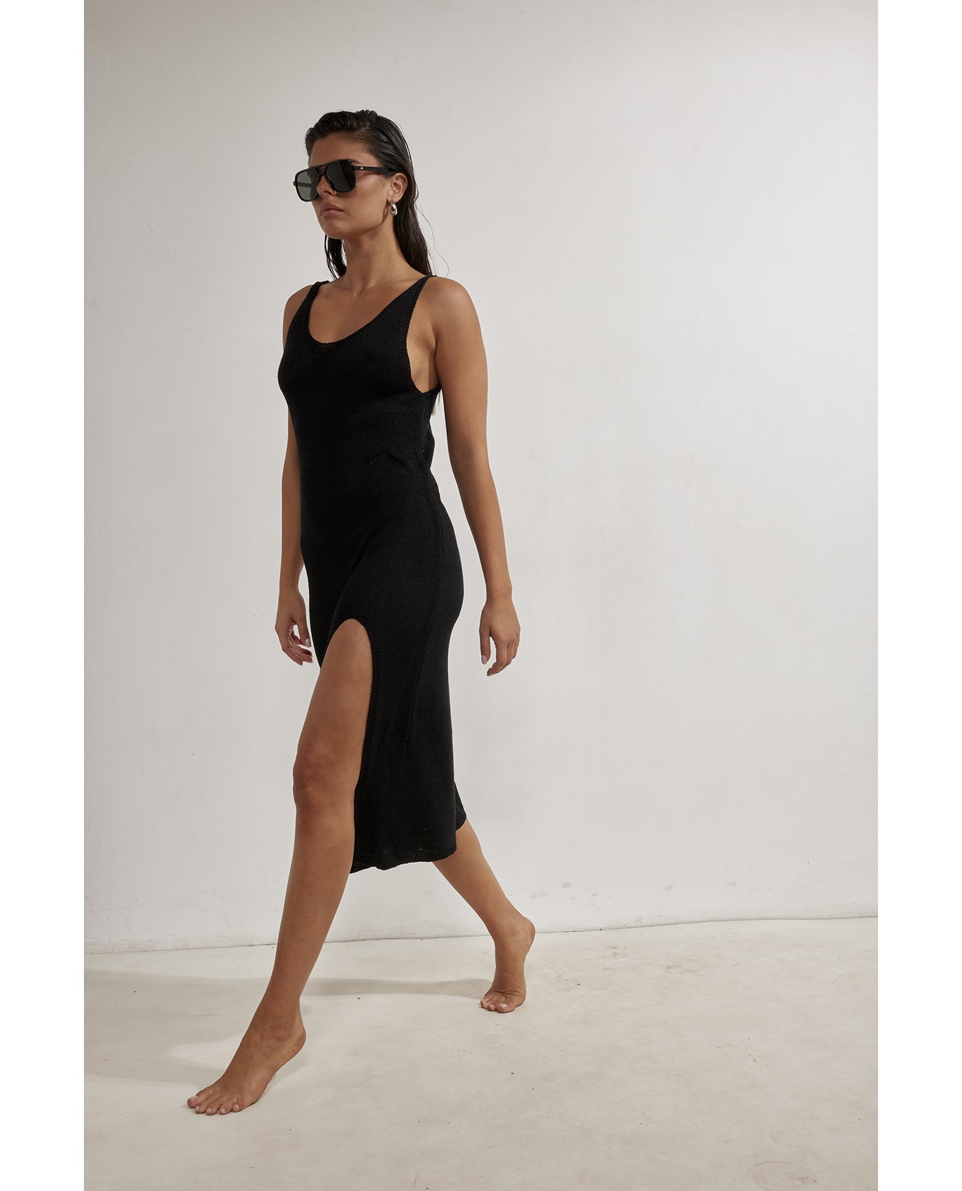 Naama Sleeveless Crochet Dress Cover-Up-Black