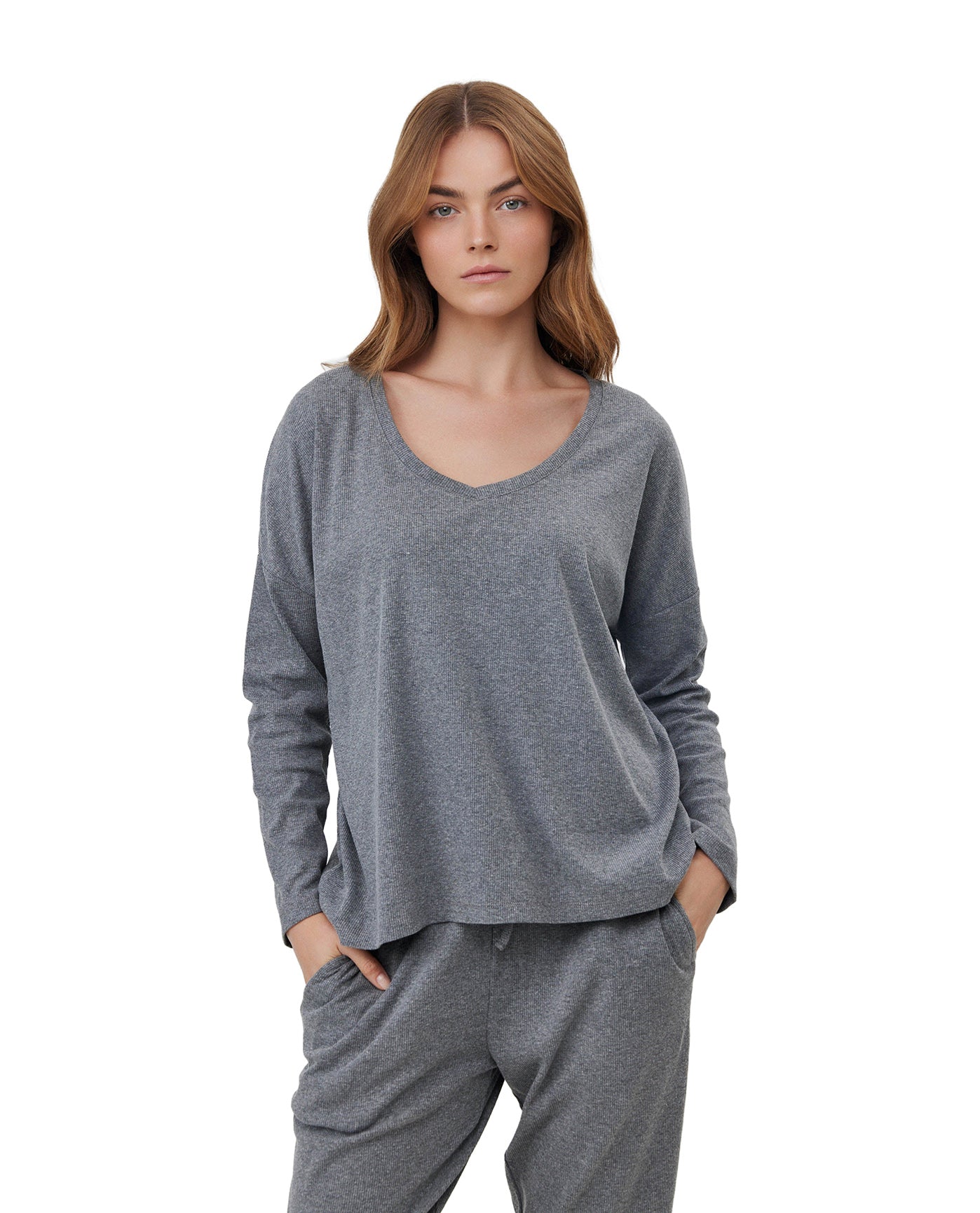 Sandy Days Loungewear Top -Grey