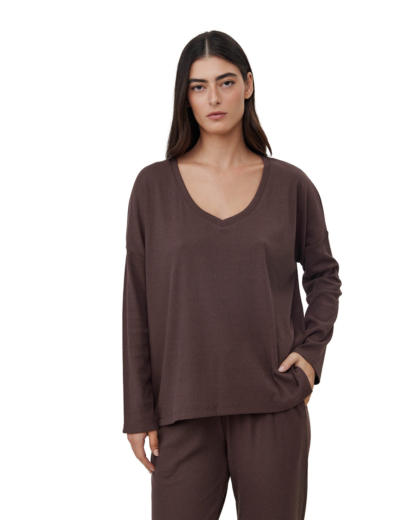 Sandy Days Loungewear Top -Dark / bro