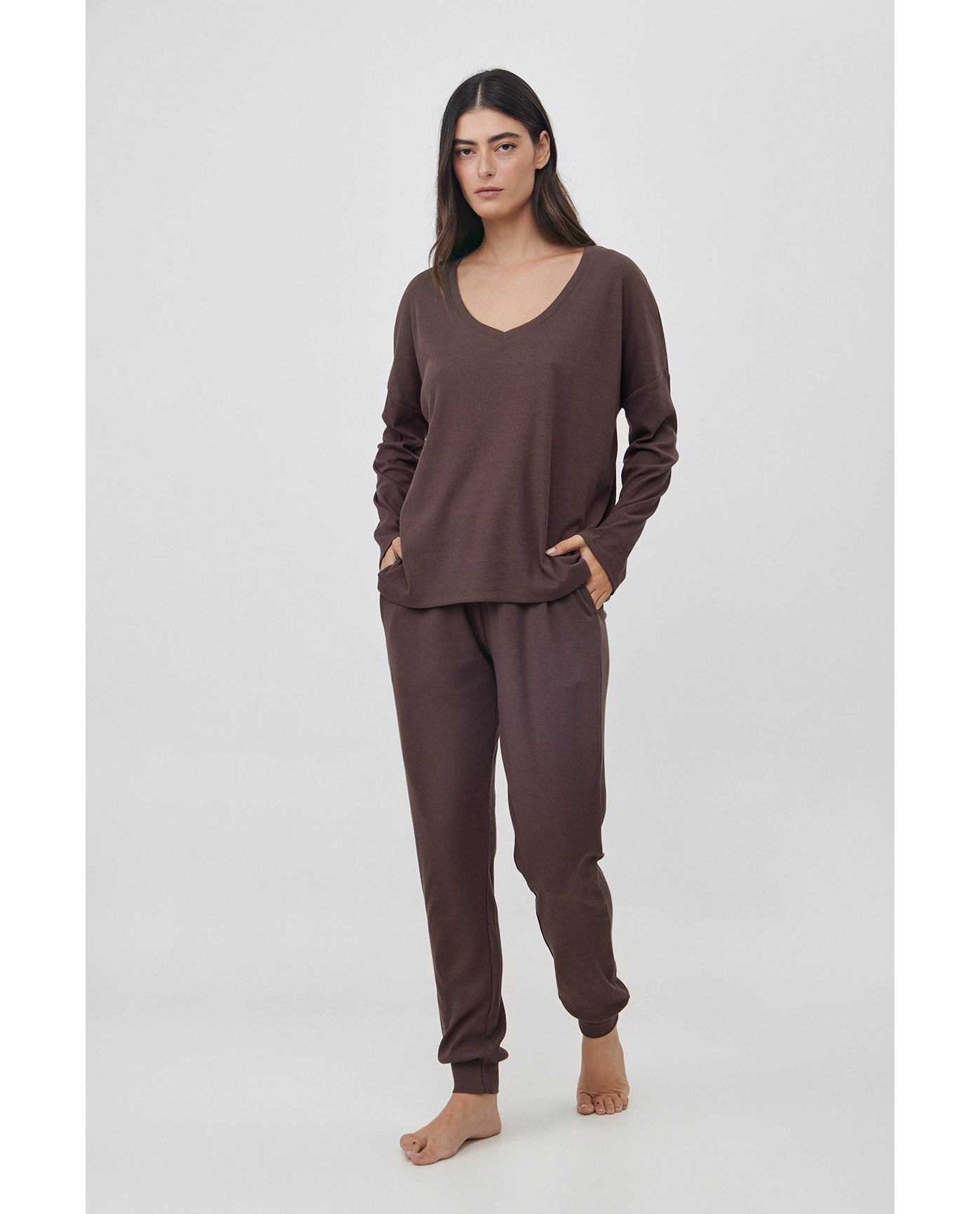 Sandy Days Loungewear Top -Dark / bro
