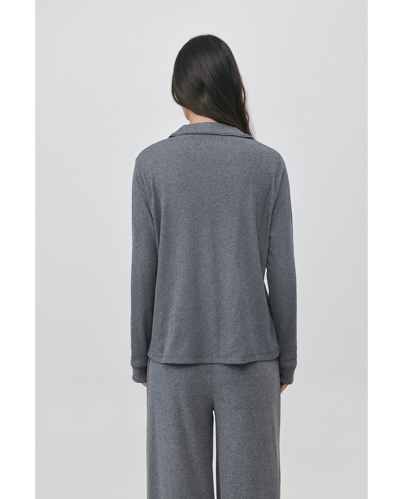 Sandy Days Button Up Loungewear Top -Grey