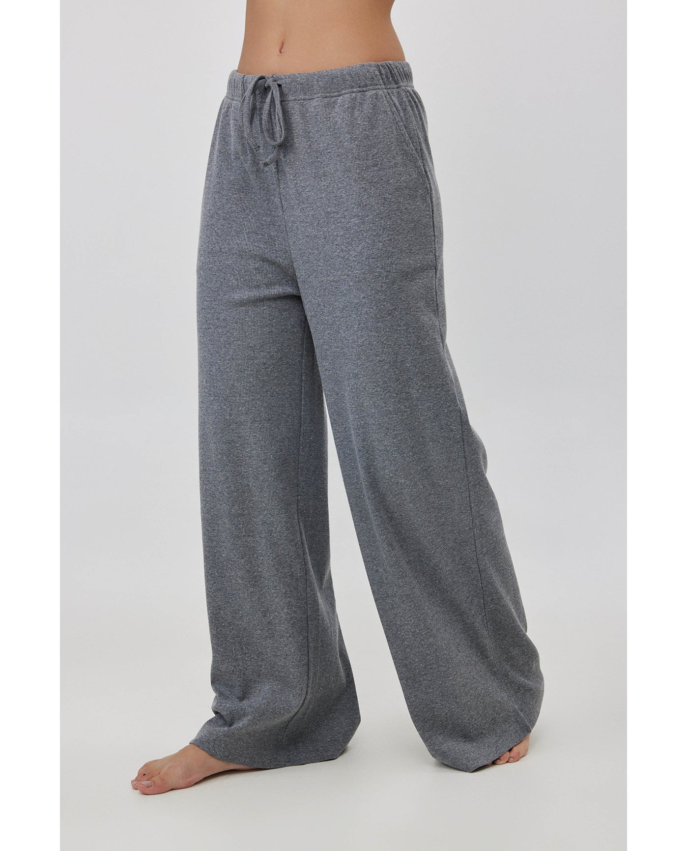 Sandy Days Loungewear Wide Leg Bottoms -Grey