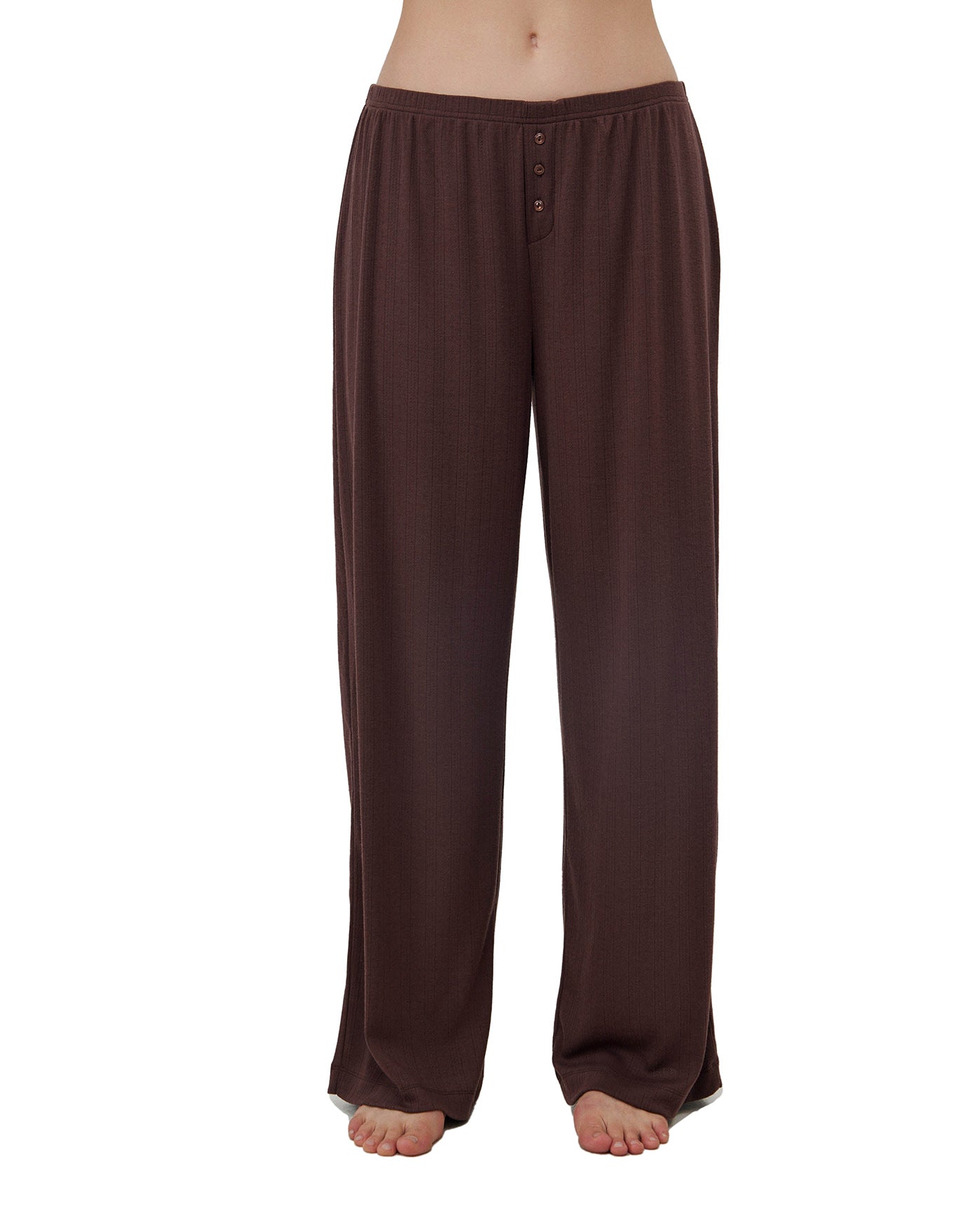 Daydream Pointelle Loungewear Boxer Pants-Brown