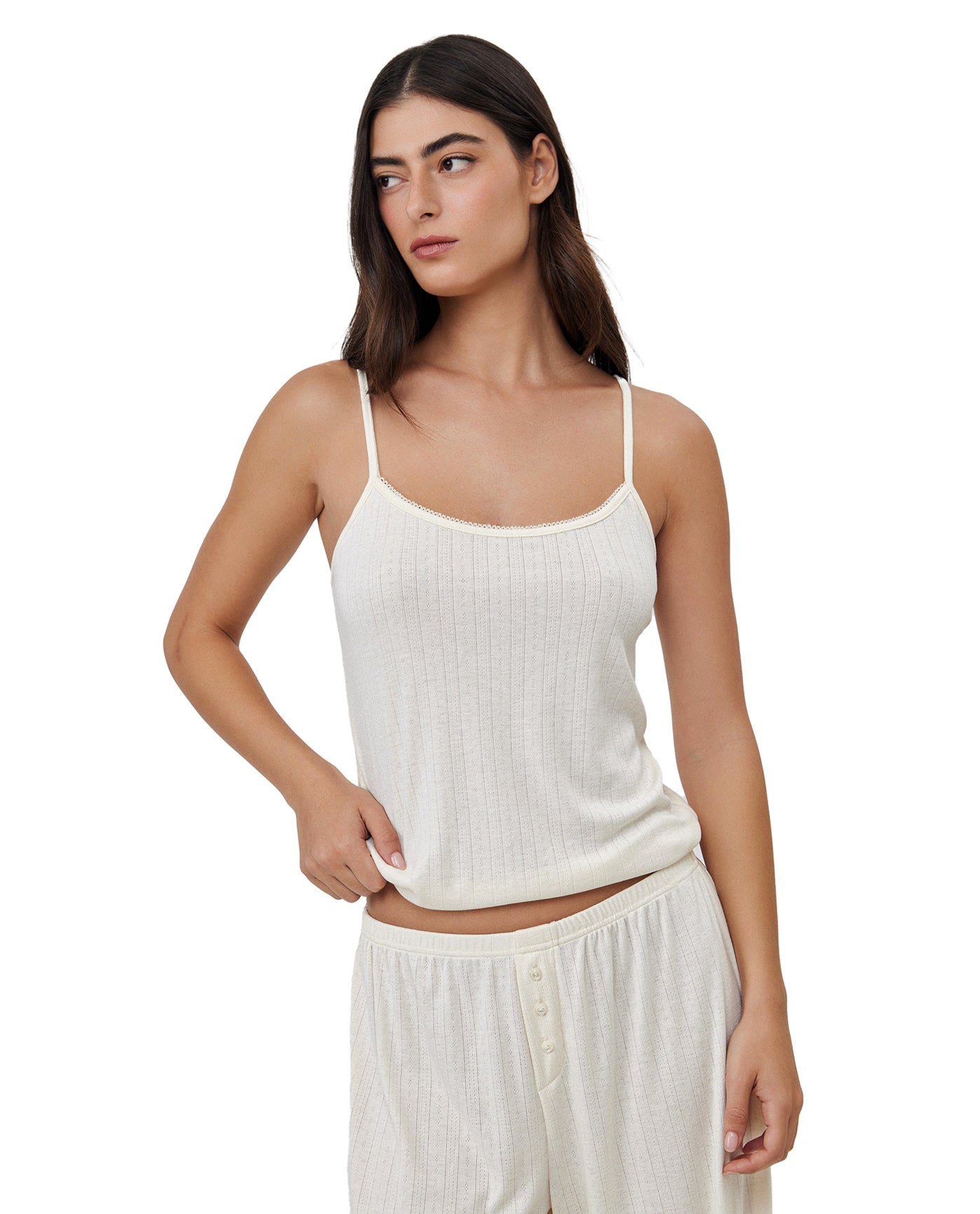 Daydream Pointelle Loungewear Tank Top -Cream
