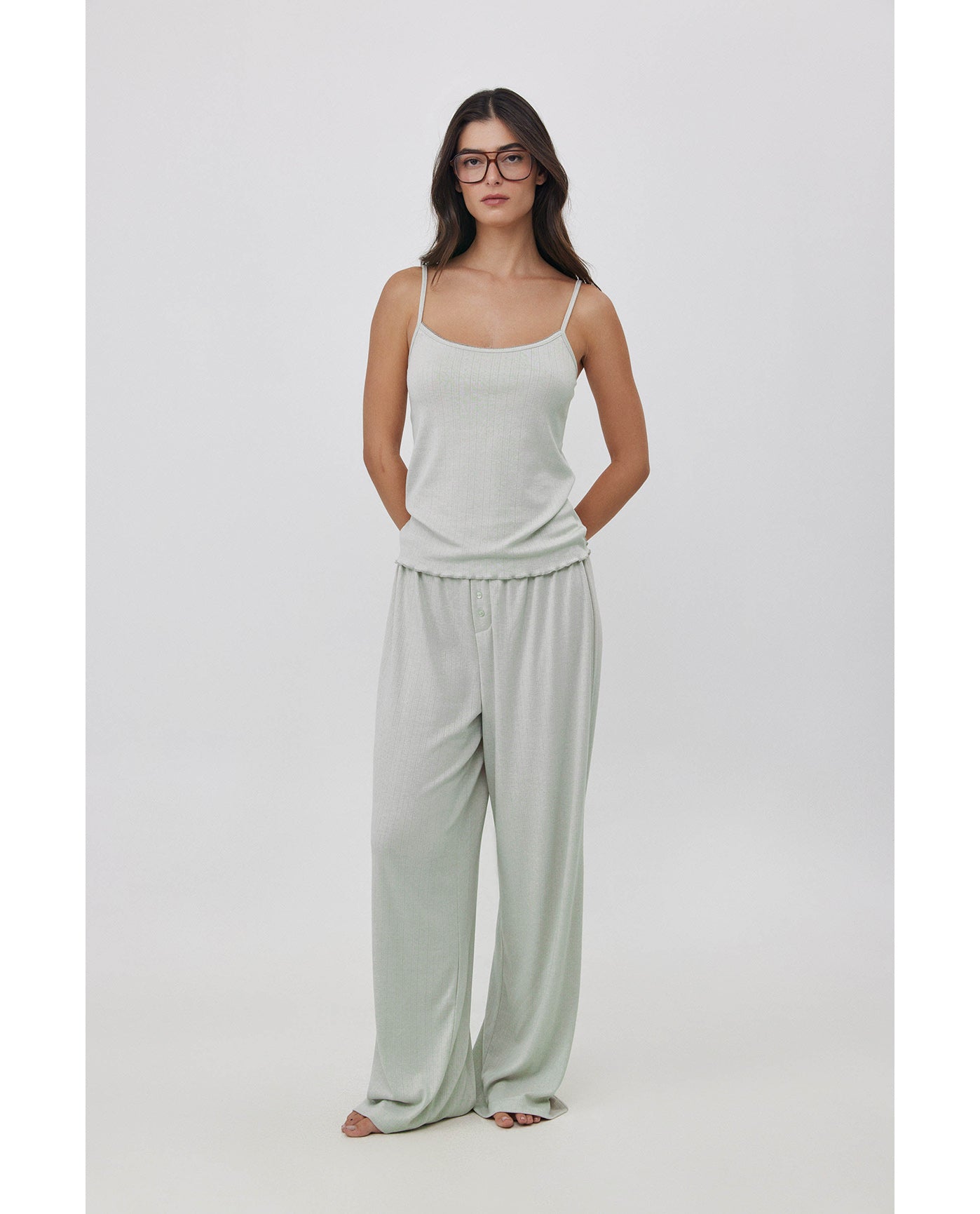 Daydream Pointelle Loungewear Tank Top -Lt green