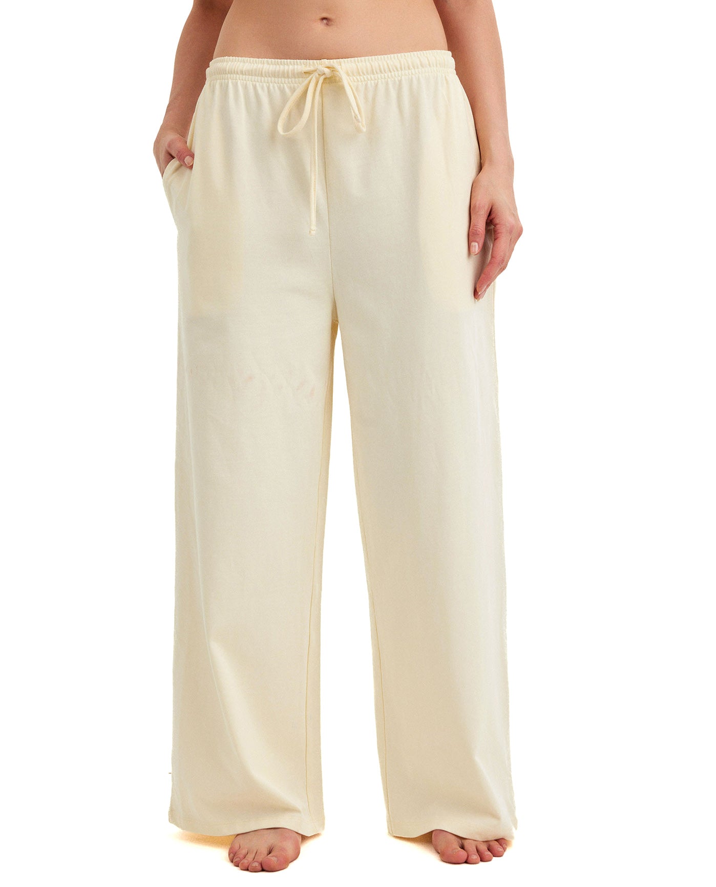 Summer Lounge Cotton Wide Leg Pant-Ivory