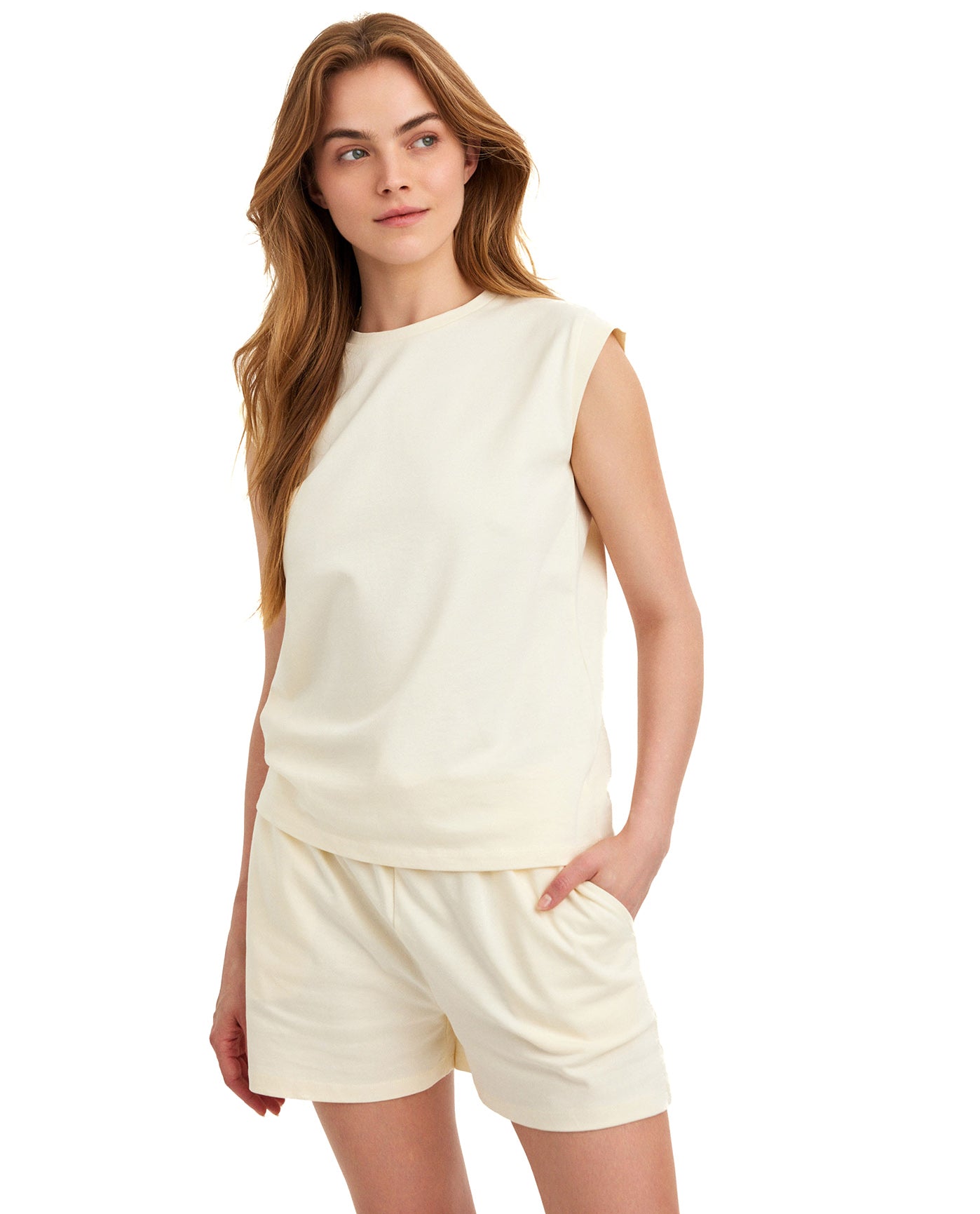 Summer Lounge Cotton Sleeveless Top-Ivory Gottex Beach Life