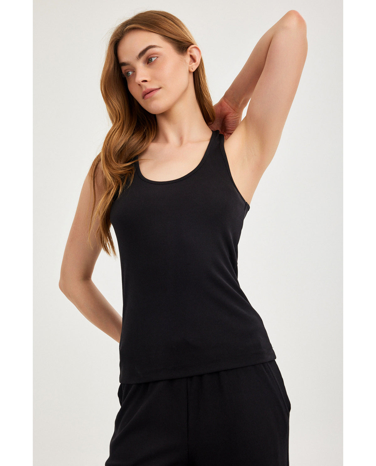 Gottex Beach LifeSummer Lounge Ribbed Racerback Tank Top-BlackLoungewear